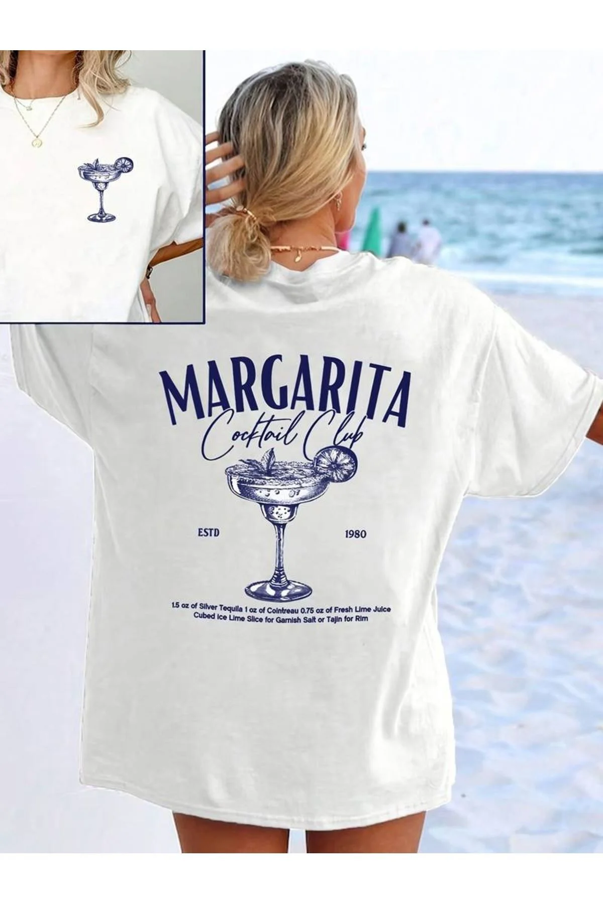 Kadın Margarita Baskılı Oversize Bisiklet Yaka T-shirt Fiyatı, Yorumları ve Özellikleri