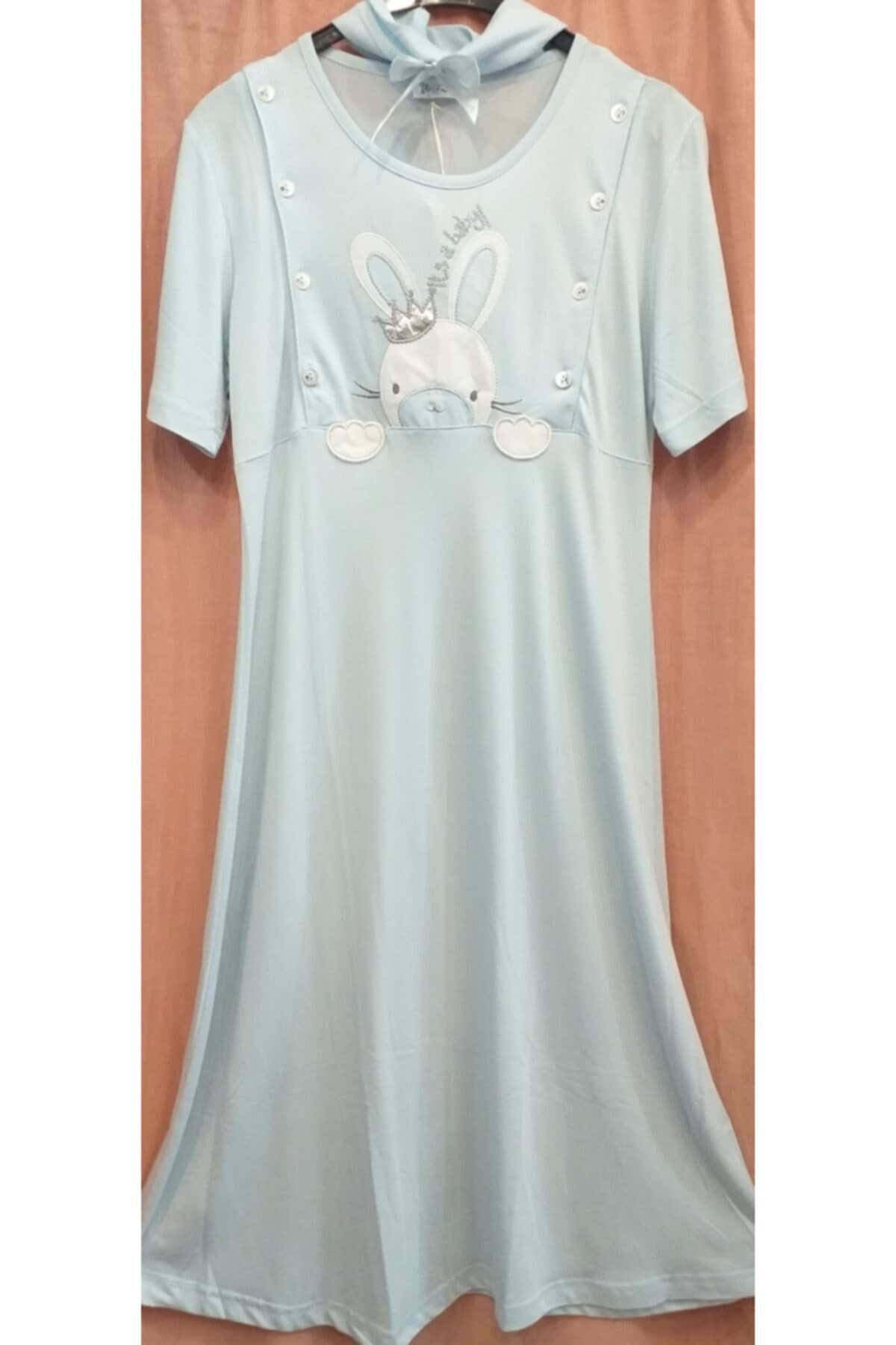 Flz Kadın Mavi Lohusa Gecelik