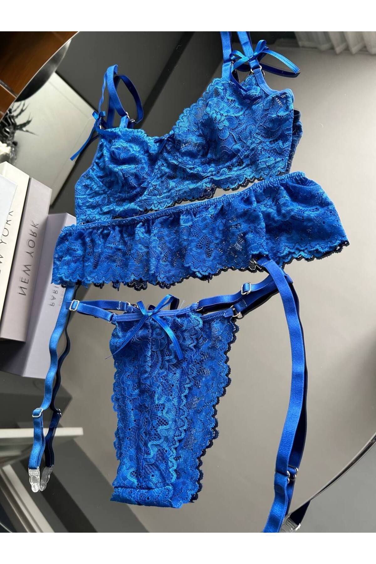 Kadın Mavi Seksi Dantel Detaylı Romantik Şık Fantezi Jartiyer Takımı Fiyatı, Yorumları ve Özellikleri