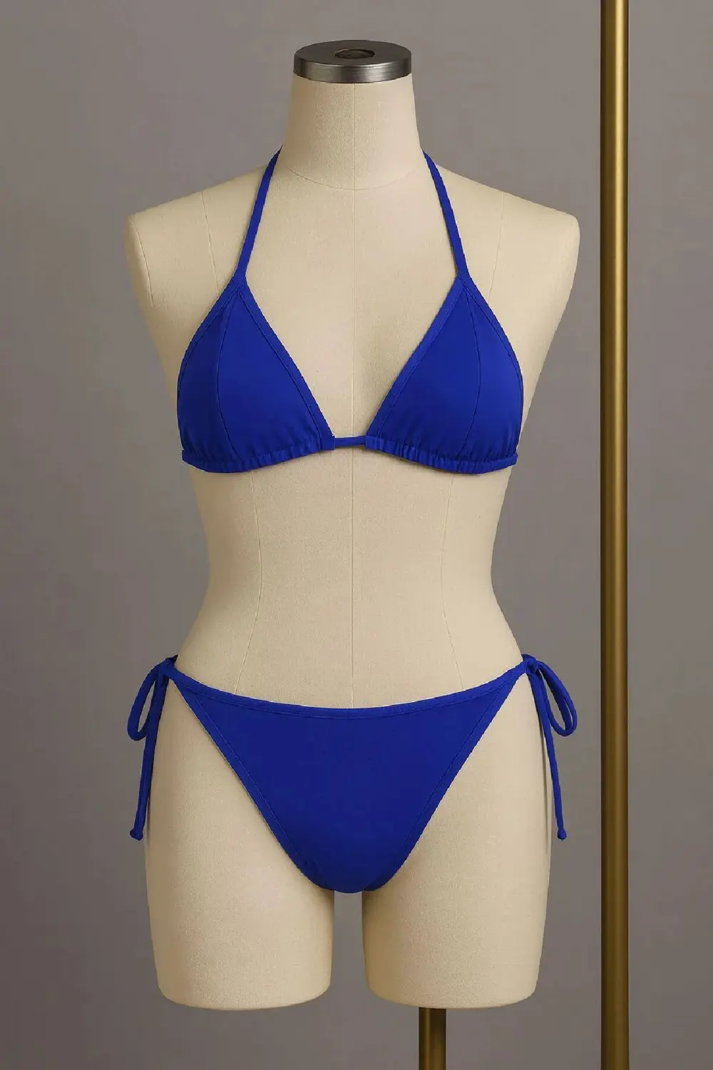 Kadın Mavi Yandan Ve Boyundan Bağlamalı Bikini Mayo Takımı