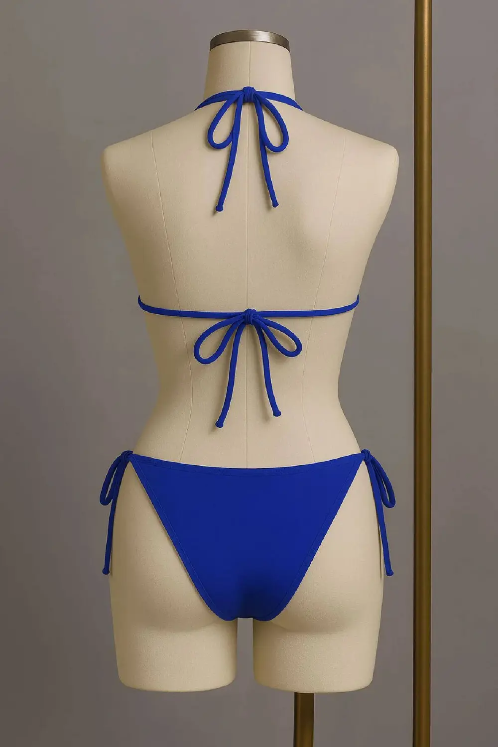 Kadın Mavi Yandan Ve Boyundan Bağlamalı Bikini Mayo Takımı