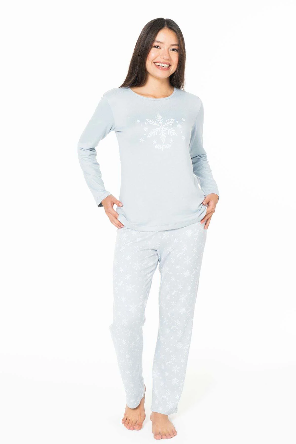 Kadın Kırmızı Yılbaşı Temalı Pijama Takımı 50318862-VR030