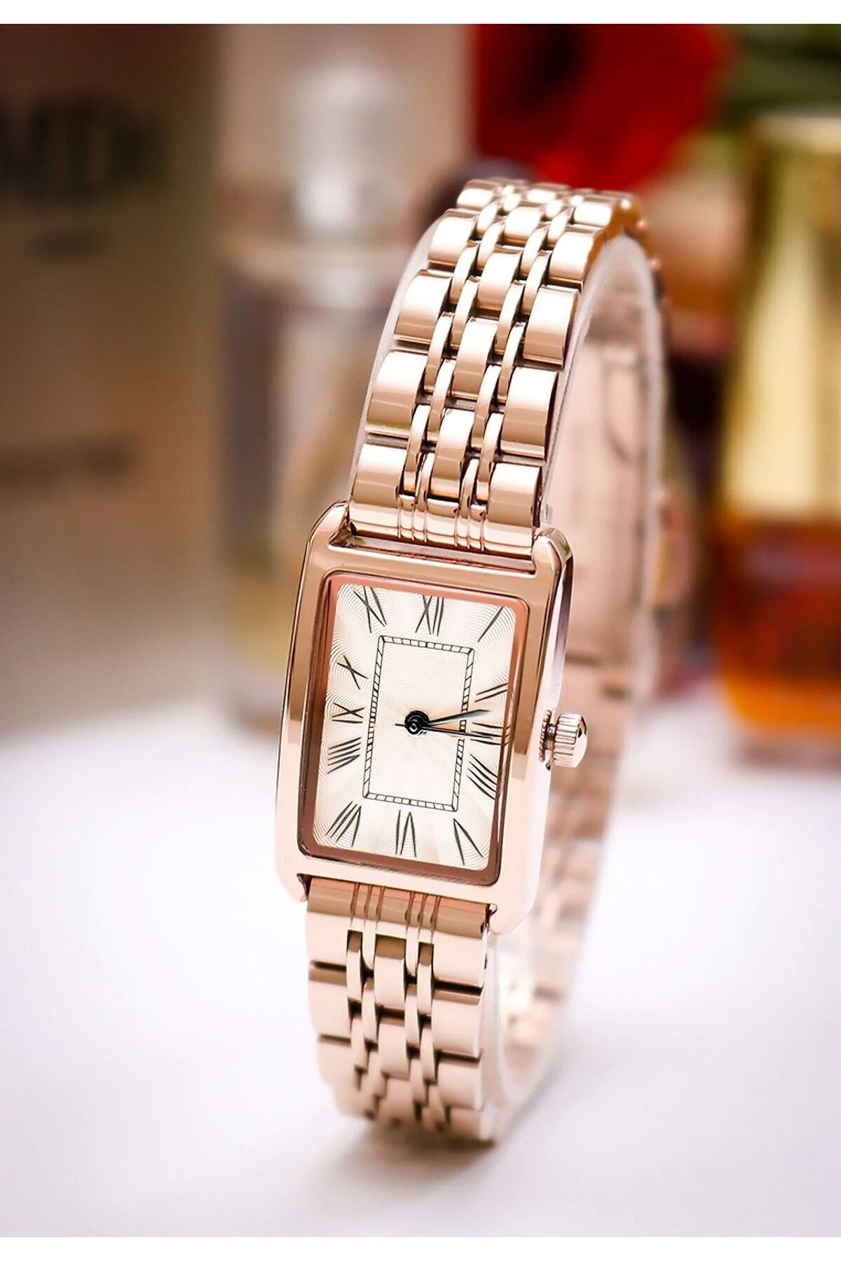 Kadın Metal Vintage Saat Rose Gold Rengi Kol Saati