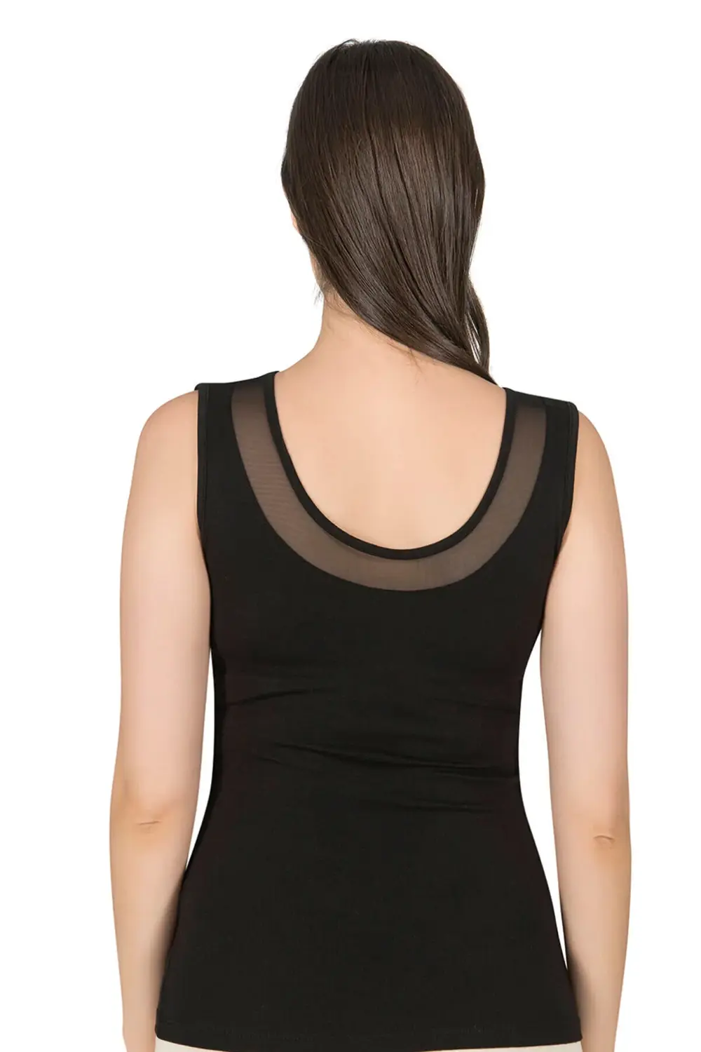 Kadın Modal Pamuklu Kalın Askılı V Yaka Tül Detaylı Atlet