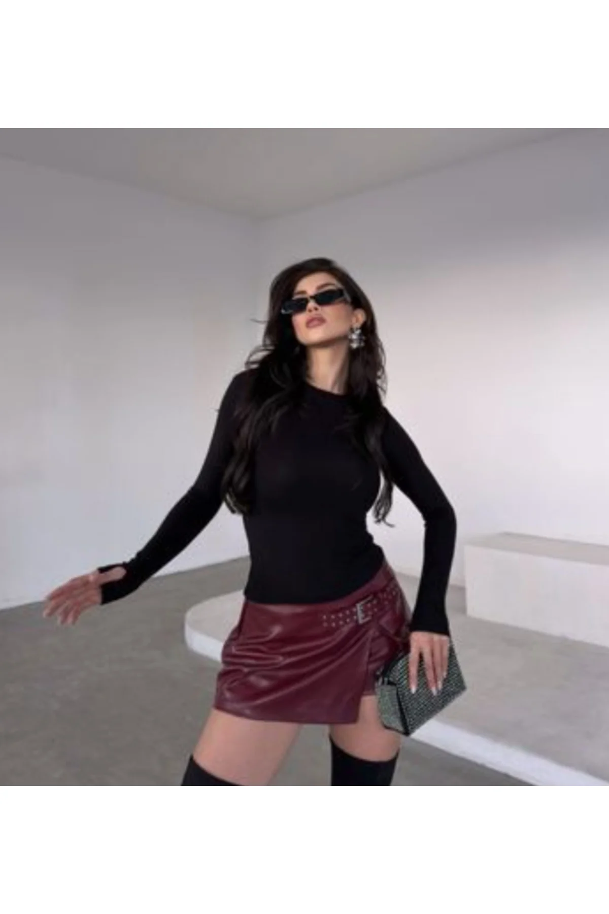 Kadın Modal Parmak Geçmeli Bluz