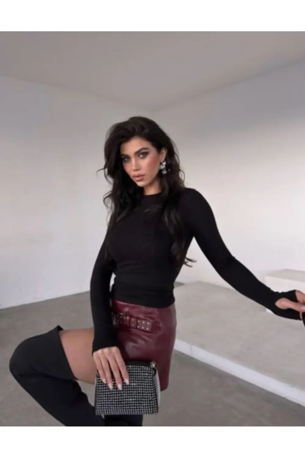 Kadın Modal Parmak Geçmeli Bluz