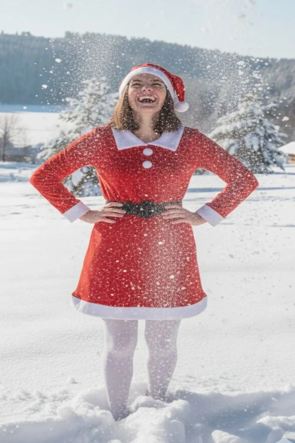 Kadın Noel Elbisesi Kırmızı Santa Kostümü Kışlık Yeni Yıl Parti T
