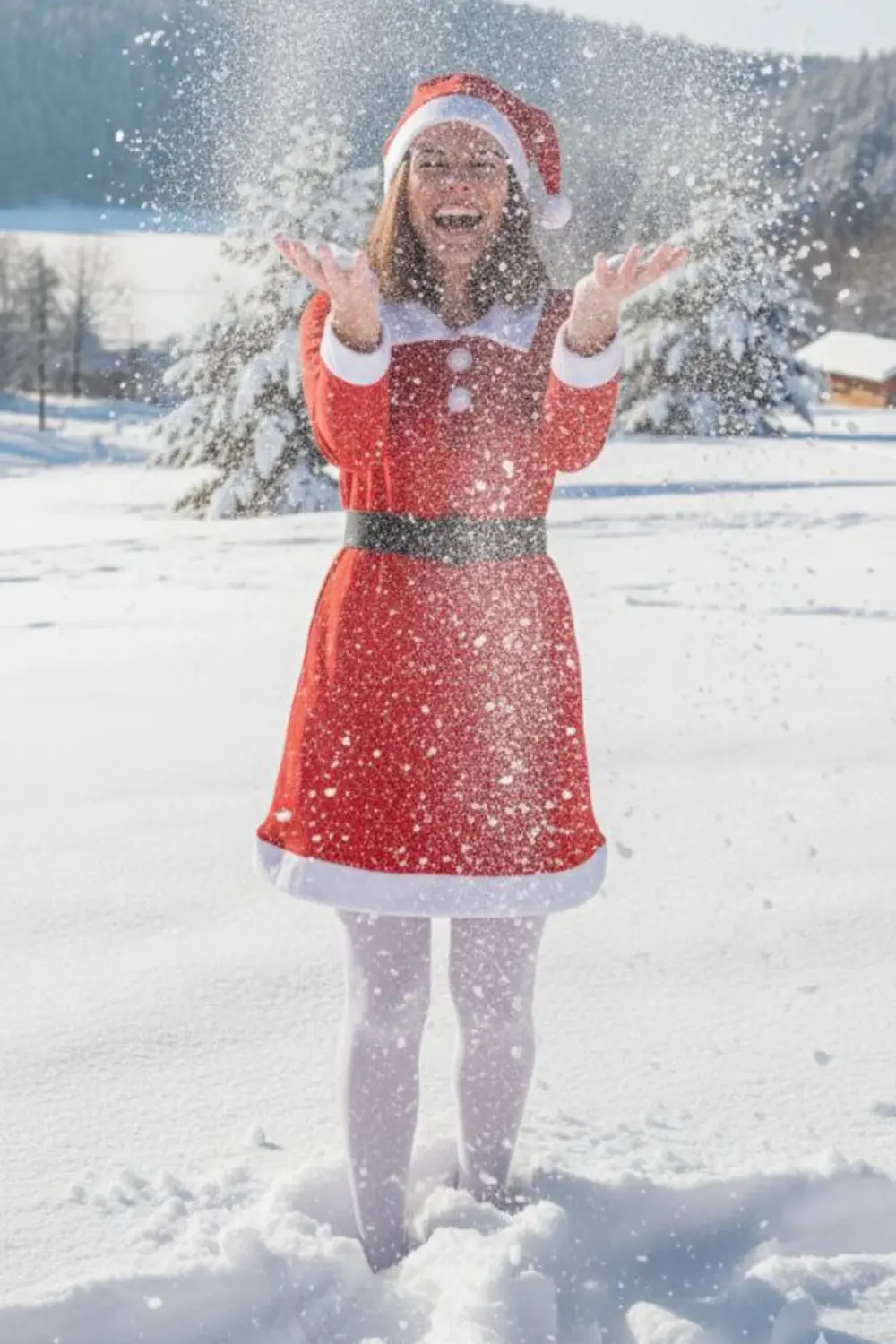 Kadın Noel Elbisesi Kırmızı Santa Kostümü Kışlık Yeni Yıl Parti T