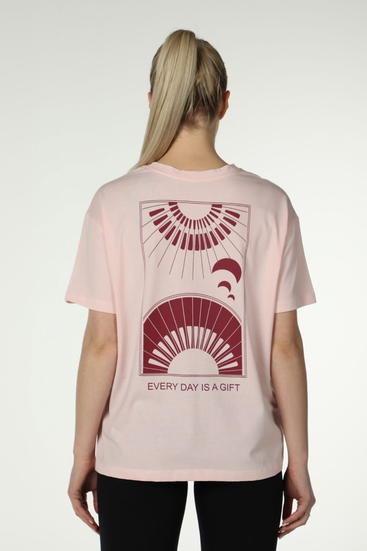 Defys Kadin Ön Ve Sirt Baskili Kisa Kollu Bisiklet Yaka Oversize Oversi