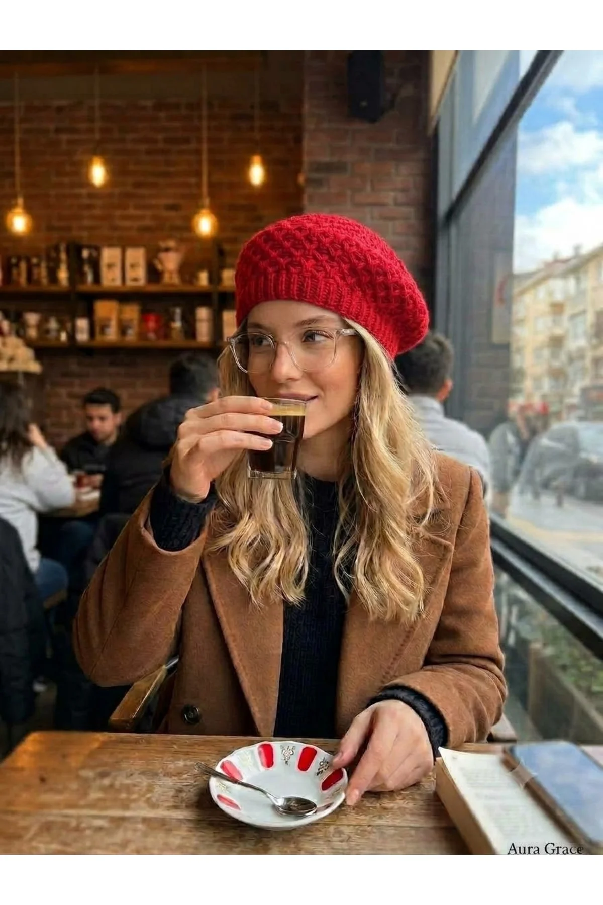 Kadın Örme Ressam Şapka Sepet Örgü Yumuşak Dokulu Fransız Beret Trend Tarz - Görsel 2