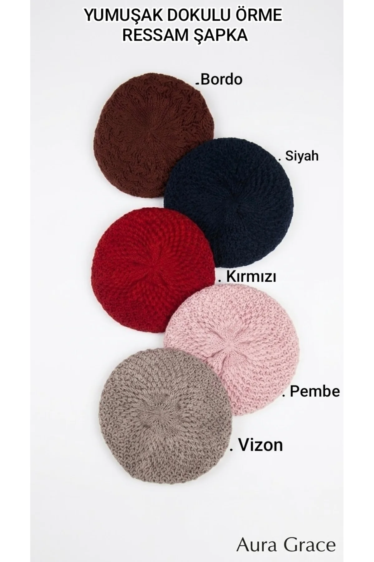 Kadın Örme Ressam Şapka Sepet Örgü Yumuşak Dokulu Fransız Beret Trend Tarz - Görsel 7
