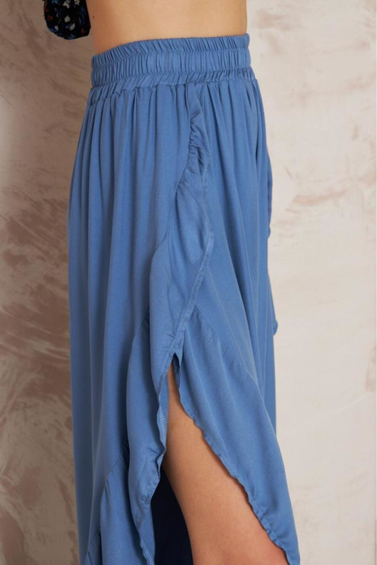 Pasaklı Giyim Kadın Otantik Beli Lastikli Yırtmaçlı Salaş Şalvar Etek Bohem Pan