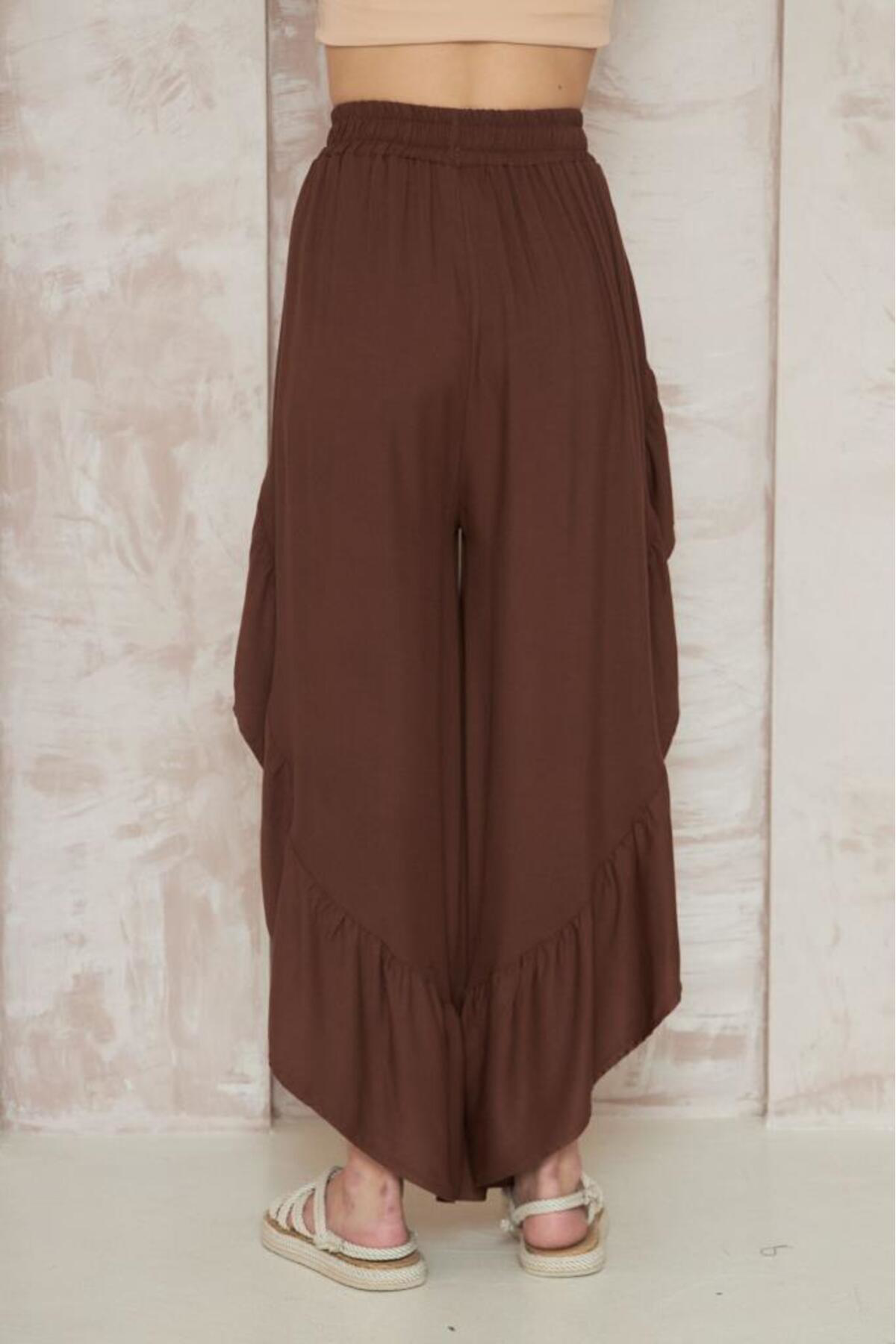 Pasaklı Giyim Kadın Otantik Beli Lastikli Yırtmaçlı Salaş Şalvar Etek Bohem Pan