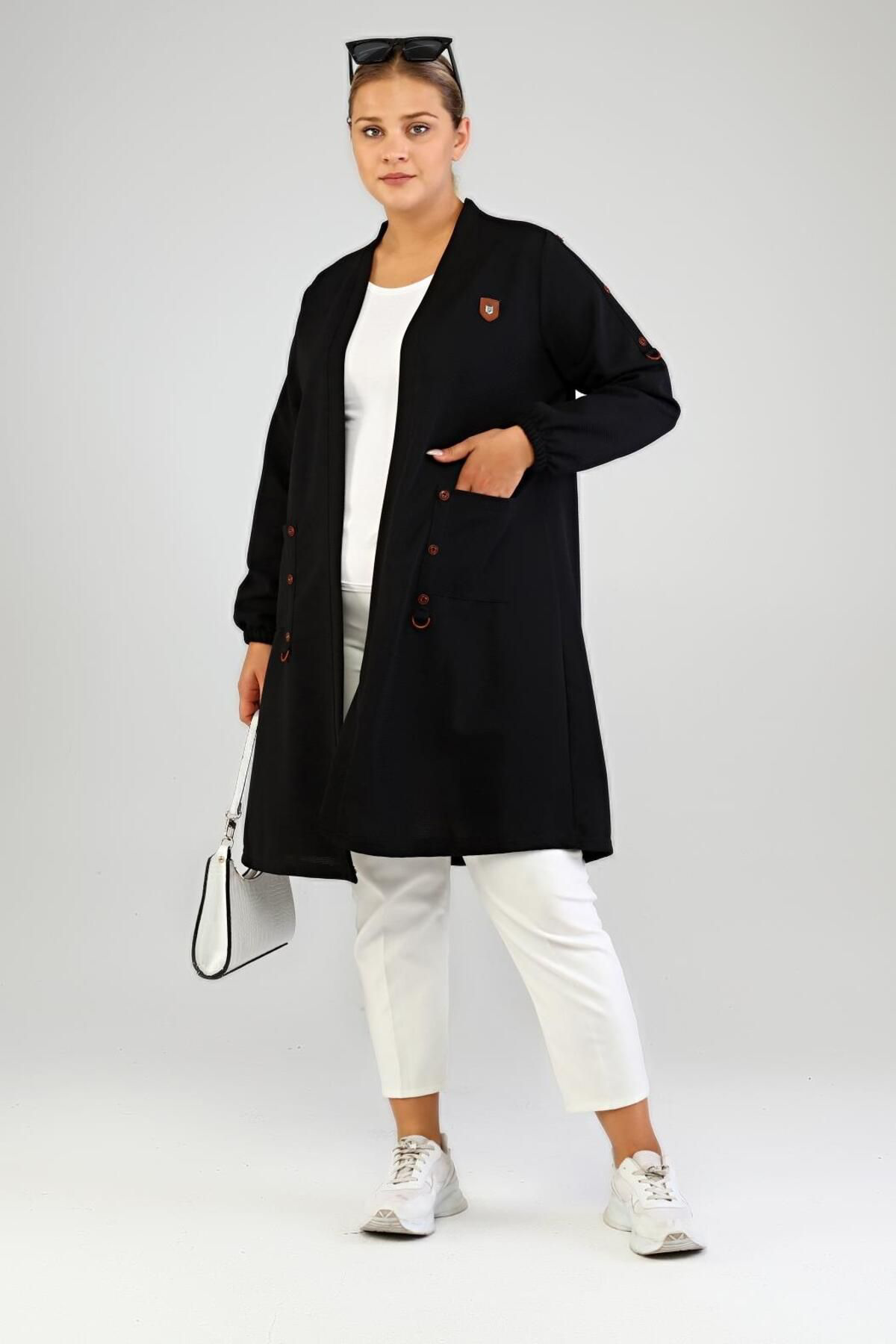 Kadin Ottoman Cepli Çelik Buyuk Beden Hırka