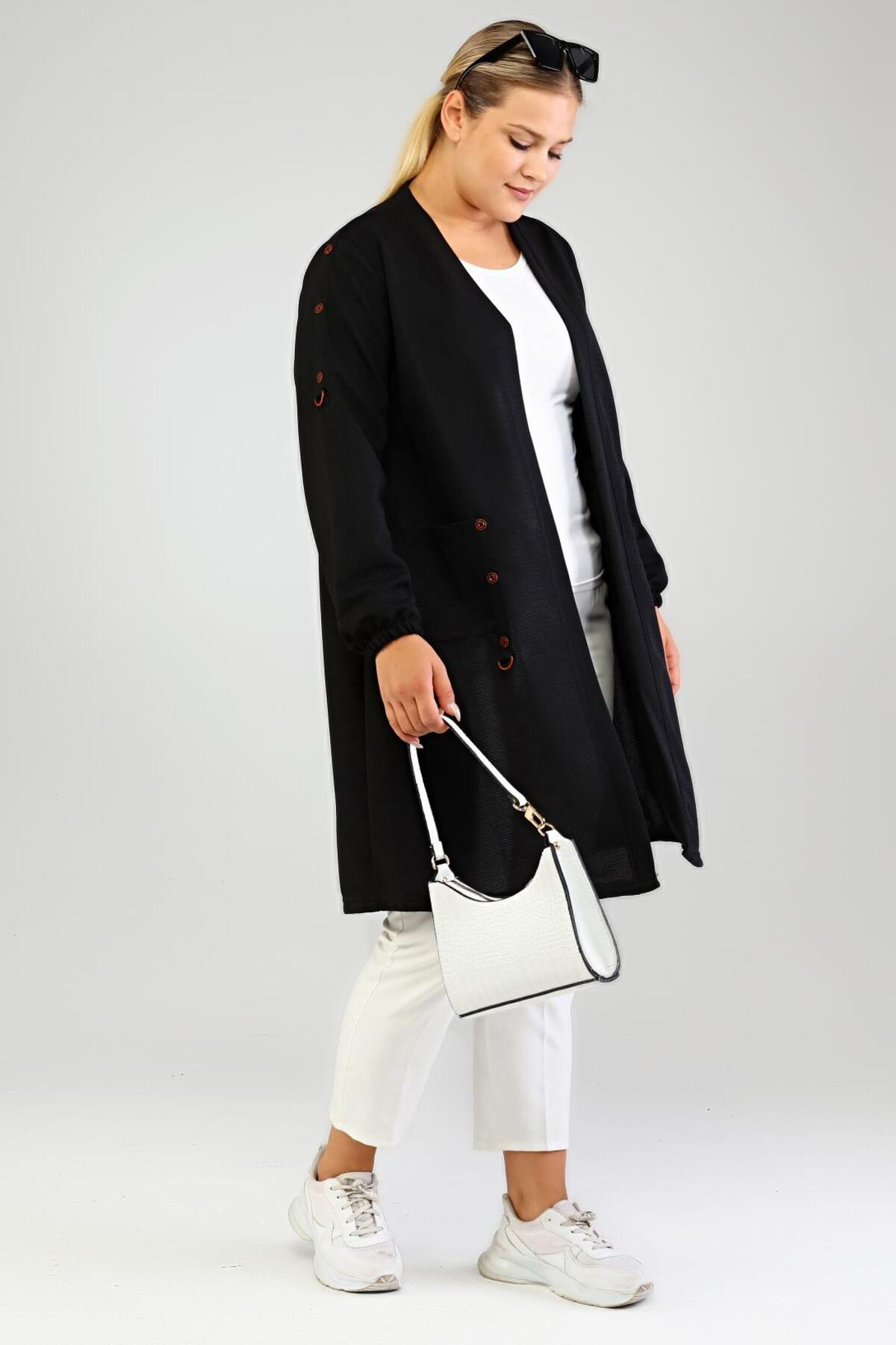 Kadin Ottoman Cepli Çelik Buyuk Beden Hırka