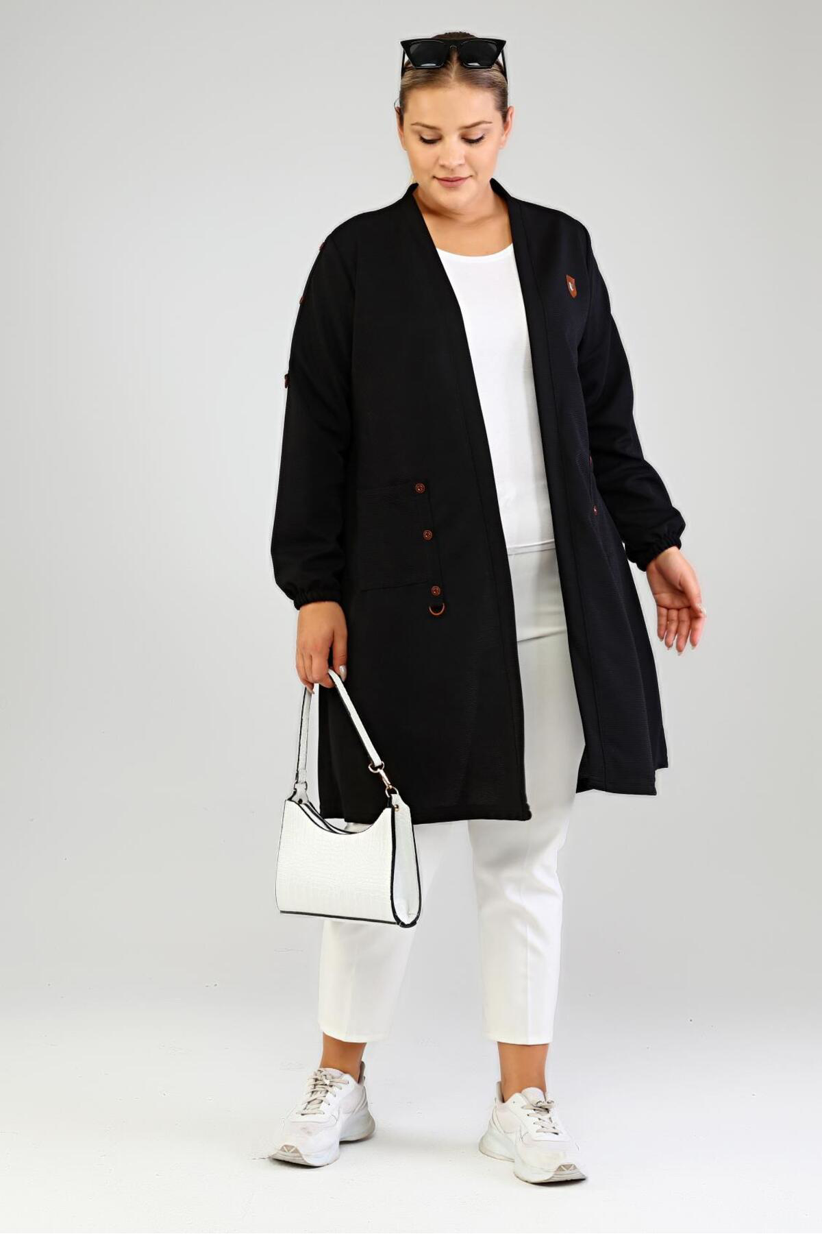 Kadin Ottoman Cepli Çelik Buyuk Beden Hırka