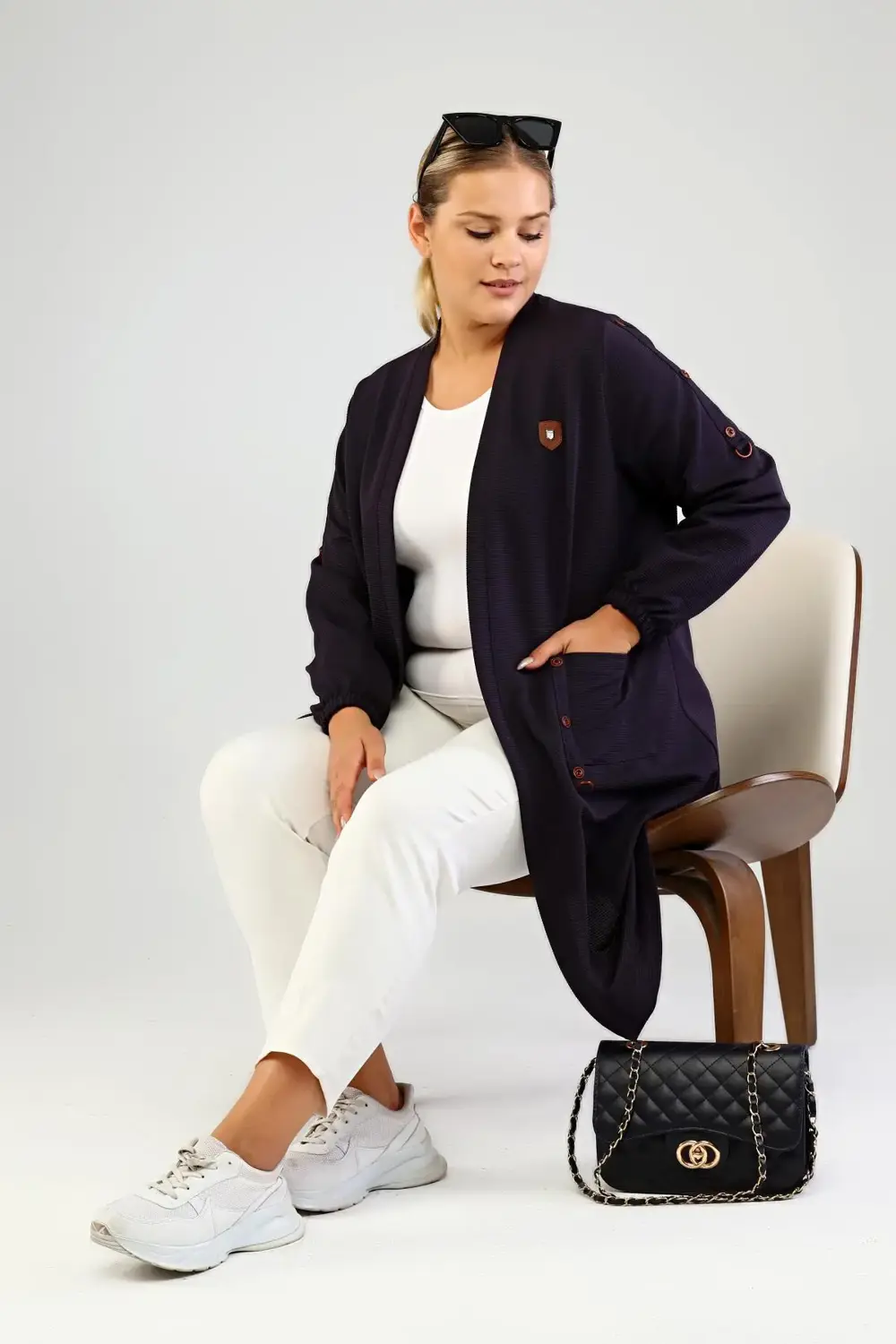 Kadin Ottoman Cepli Çelik Buyuk Beden Hırka