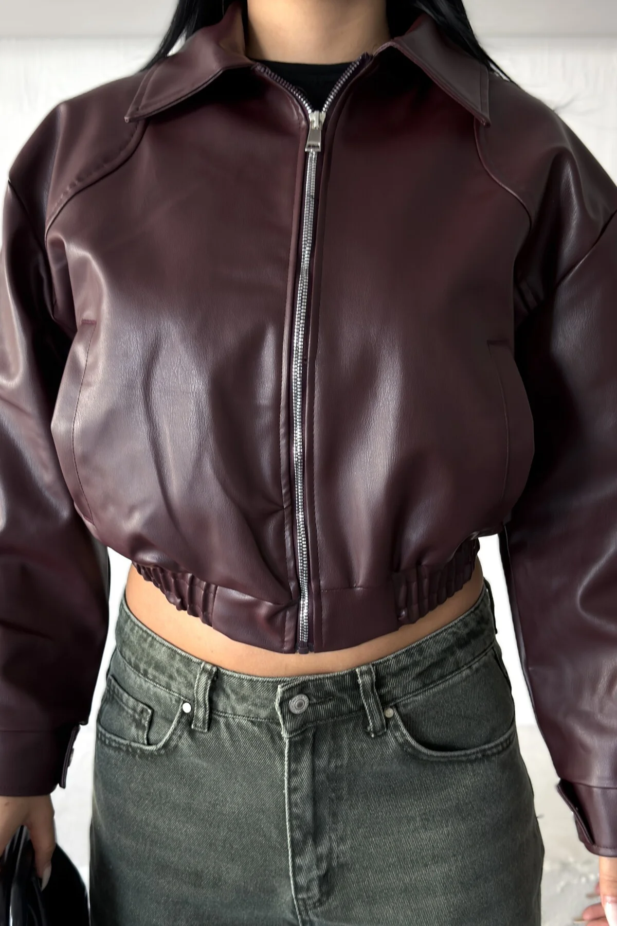 Kadın Oversize Crop Suni Deri Bomber Ceket Fiyatı, Yorumları ve Özellikleri