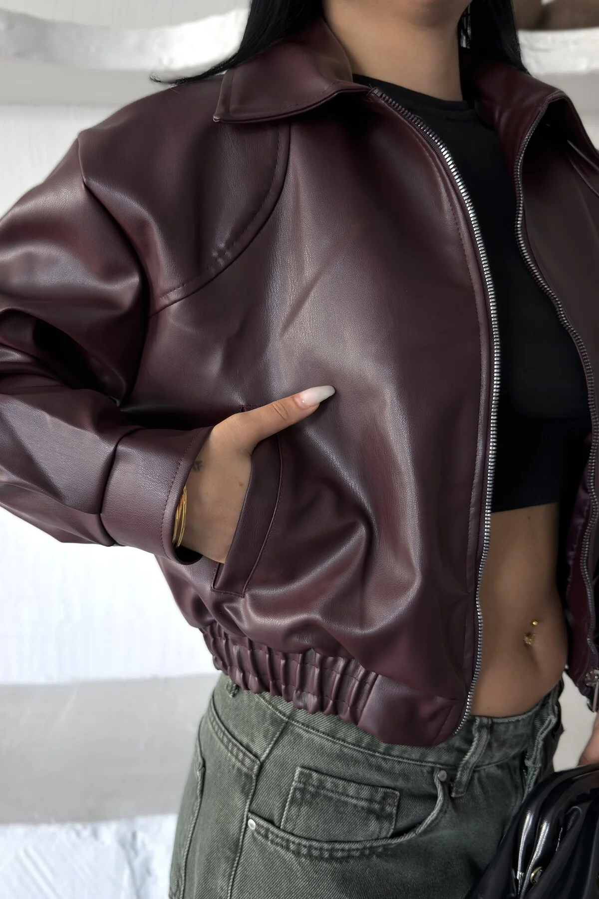 Kadın Oversize Crop Suni Deri Bomber Ceket Fiyatı, Yorumları ve Özellikleri