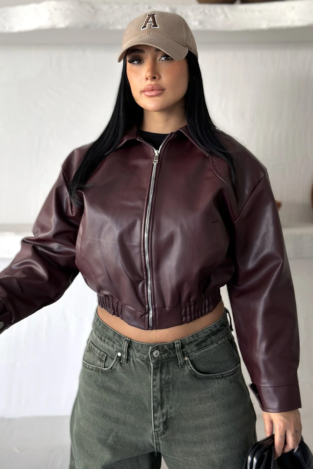 Kadın Oversize Crop Suni Deri Bomber Ceket Fiyatı, Yorumları ve Özellikleri