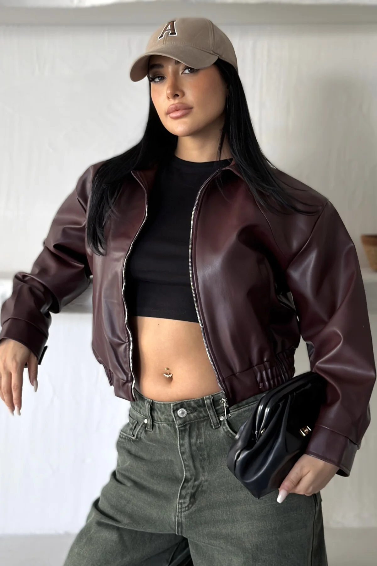 Kadın Oversize Crop Suni Deri Bomber Ceket Fiyatı, Yorumları ve Özellikleri