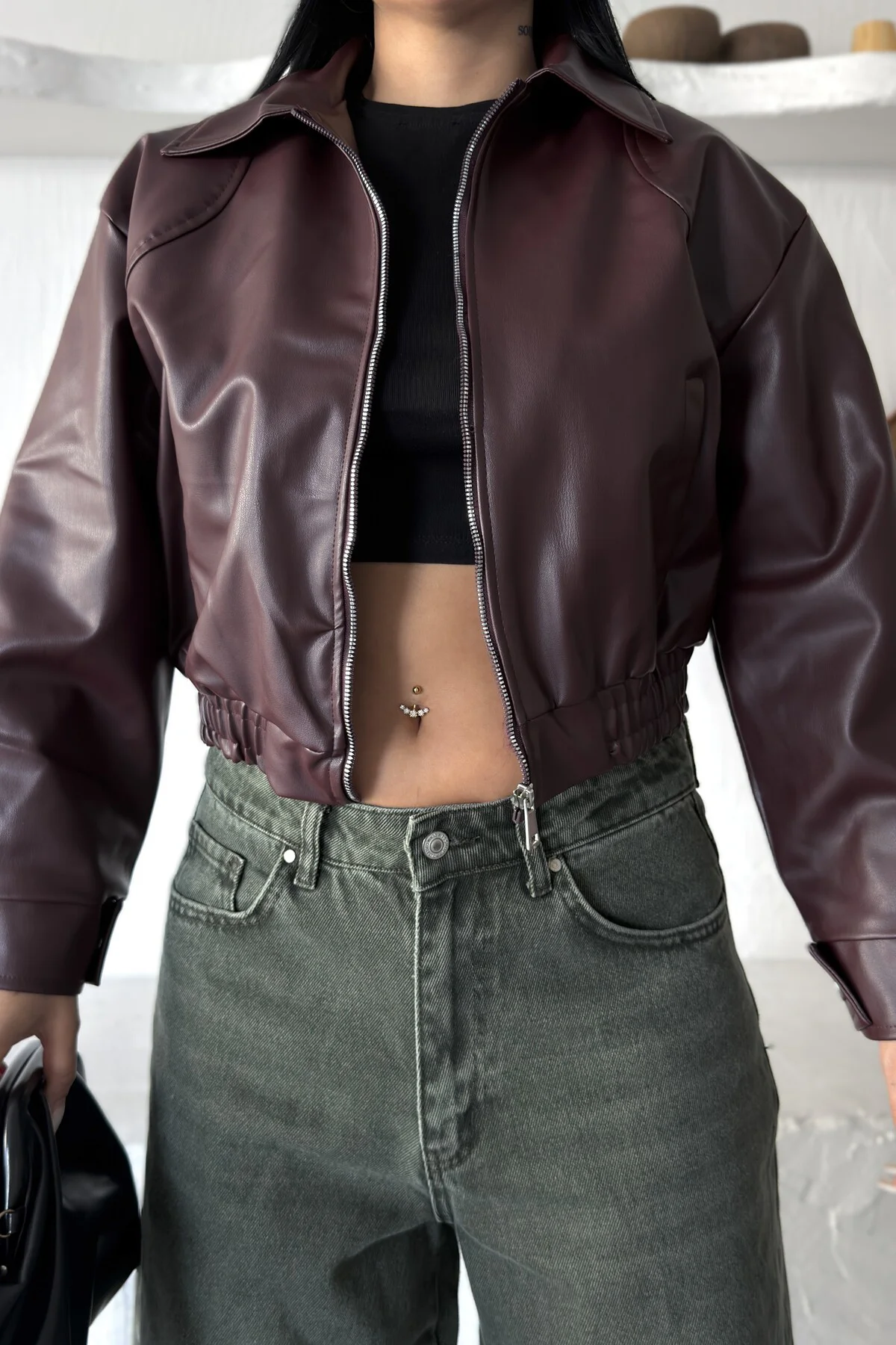 Kadın Oversize Crop Suni Deri Bomber Ceket Fiyatı, Yorumları ve Özellikleri