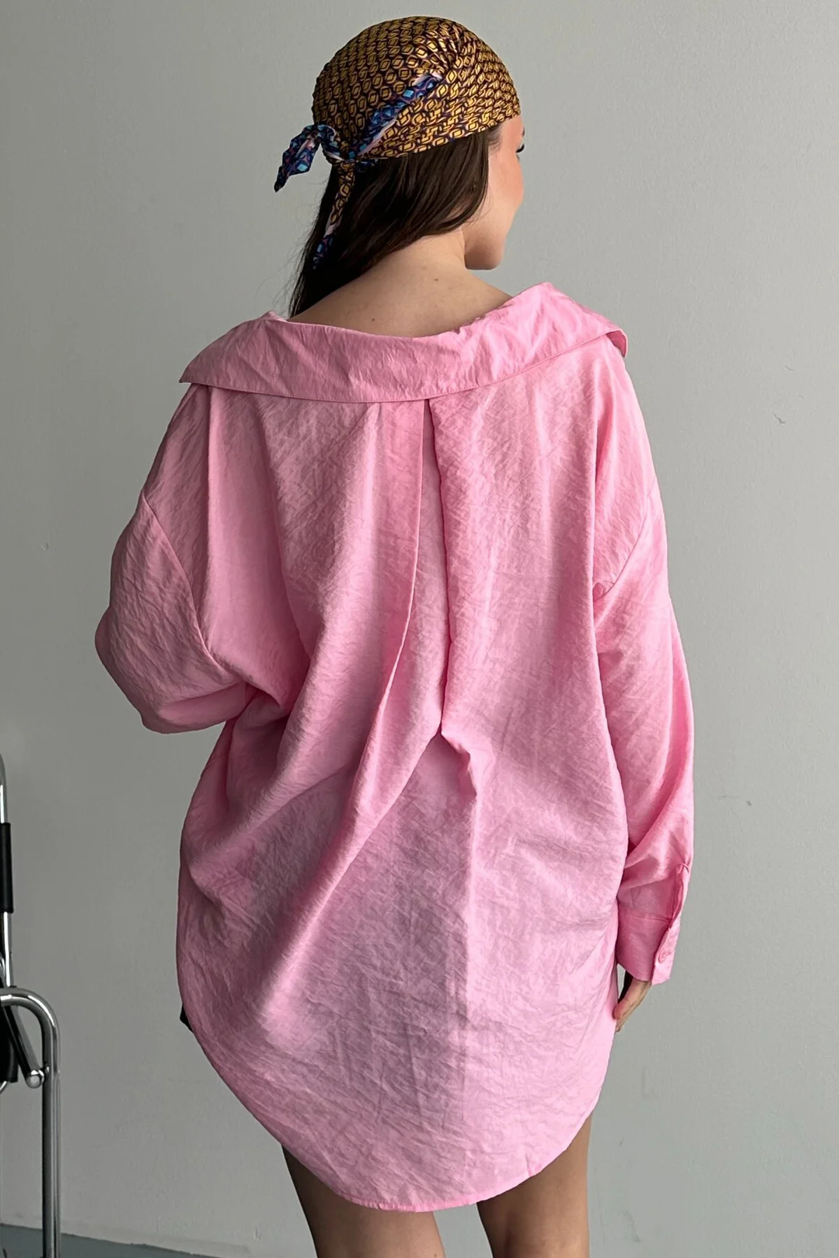 Kadın Oversize Gömlek Uzun Kollu Basic Günlük - Modal Kumaş Casual Gömlek