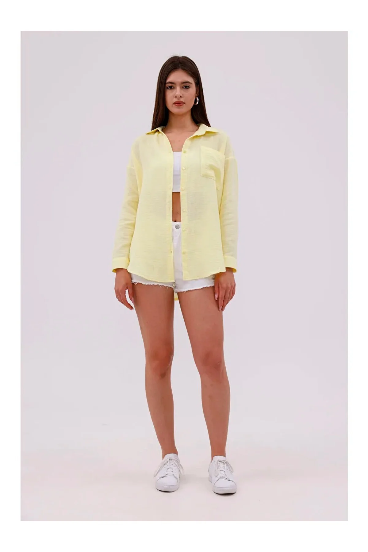 Kadın Oversize Pamuklu Rahat Keten Gömlek Yaz Koleksiyonu