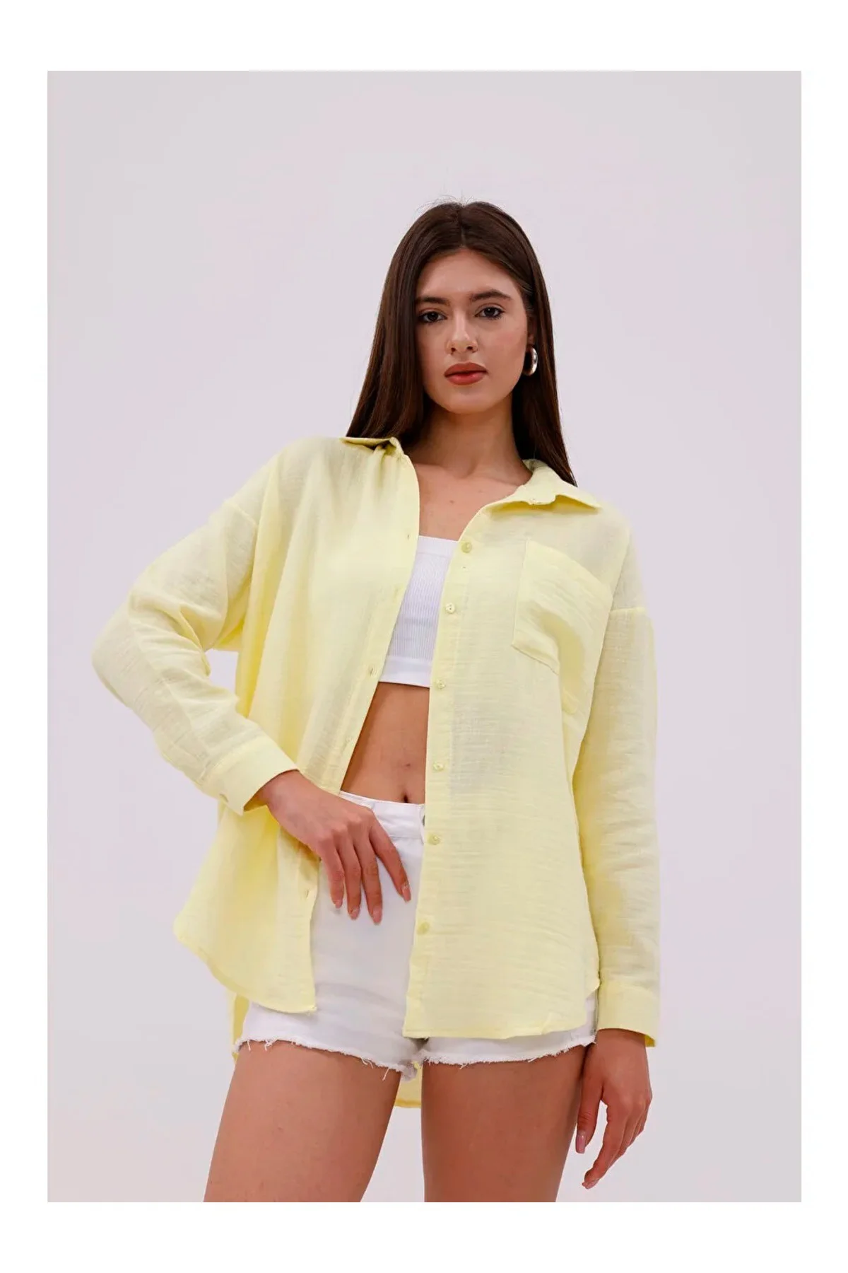 Kadın Oversize Pamuklu Rahat Keten Gömlek Yaz Koleksiyonu