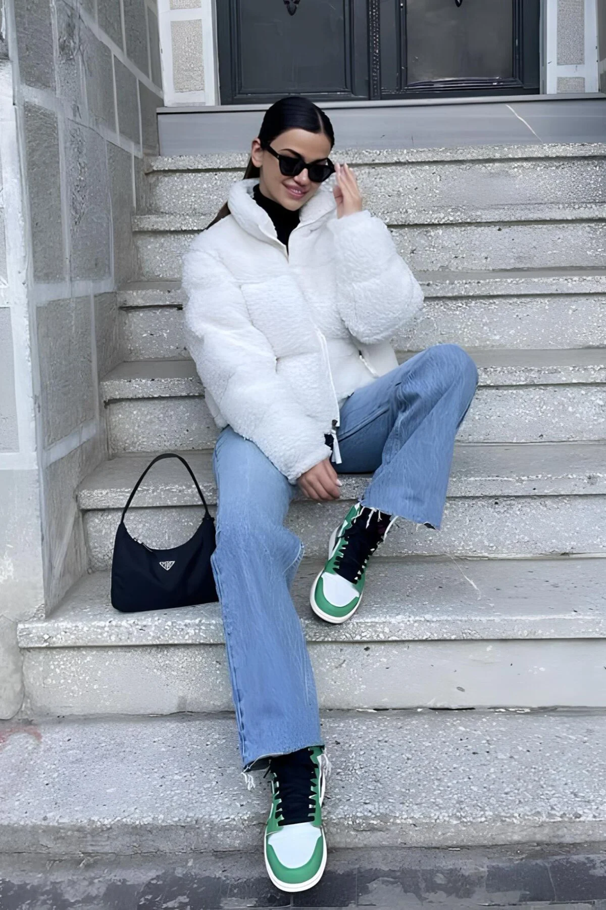 Kadın Oversize Peluş Kürk Mont Ekru - Teddy Şişme Sherpa Kaban