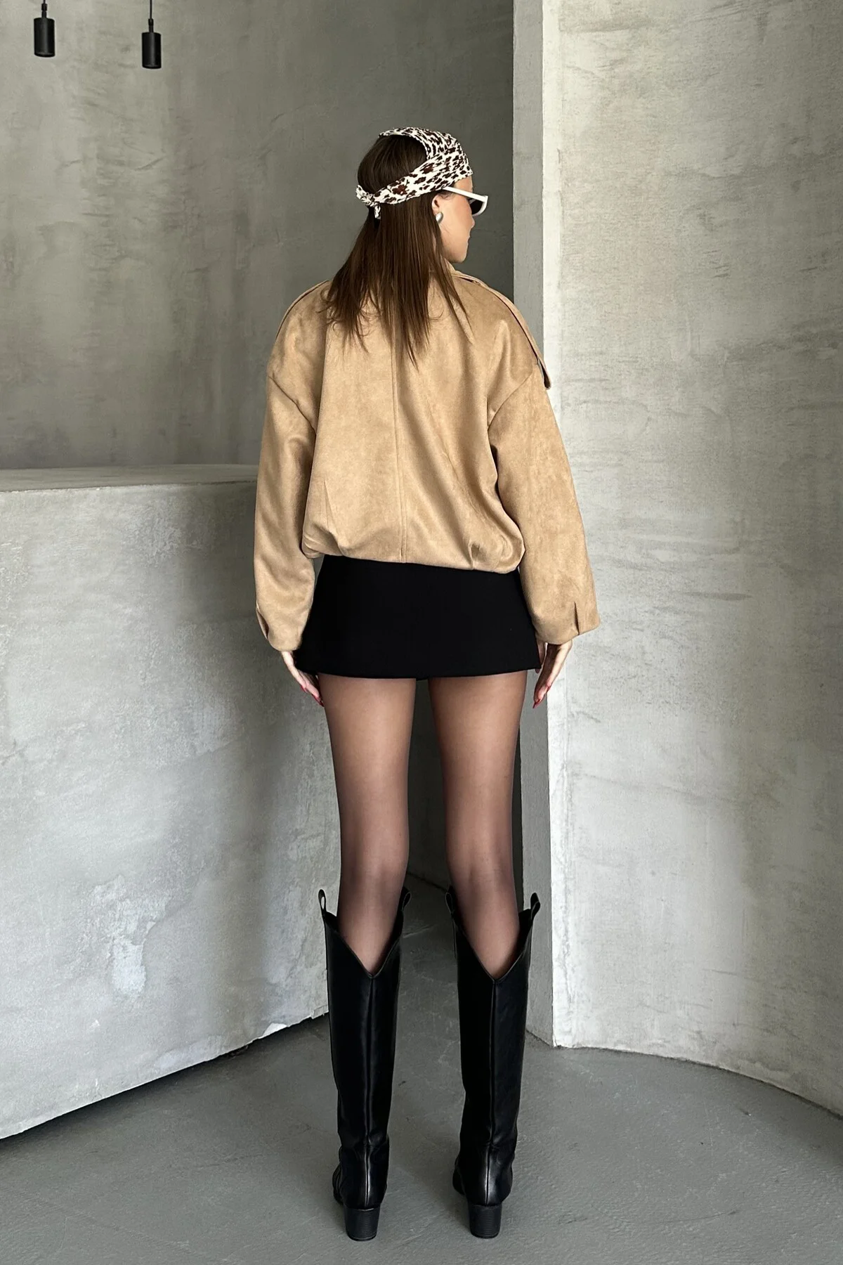 Kadın Oversize Süet Bomber Ceket - Yeni Sezon Deri Trend Ceket