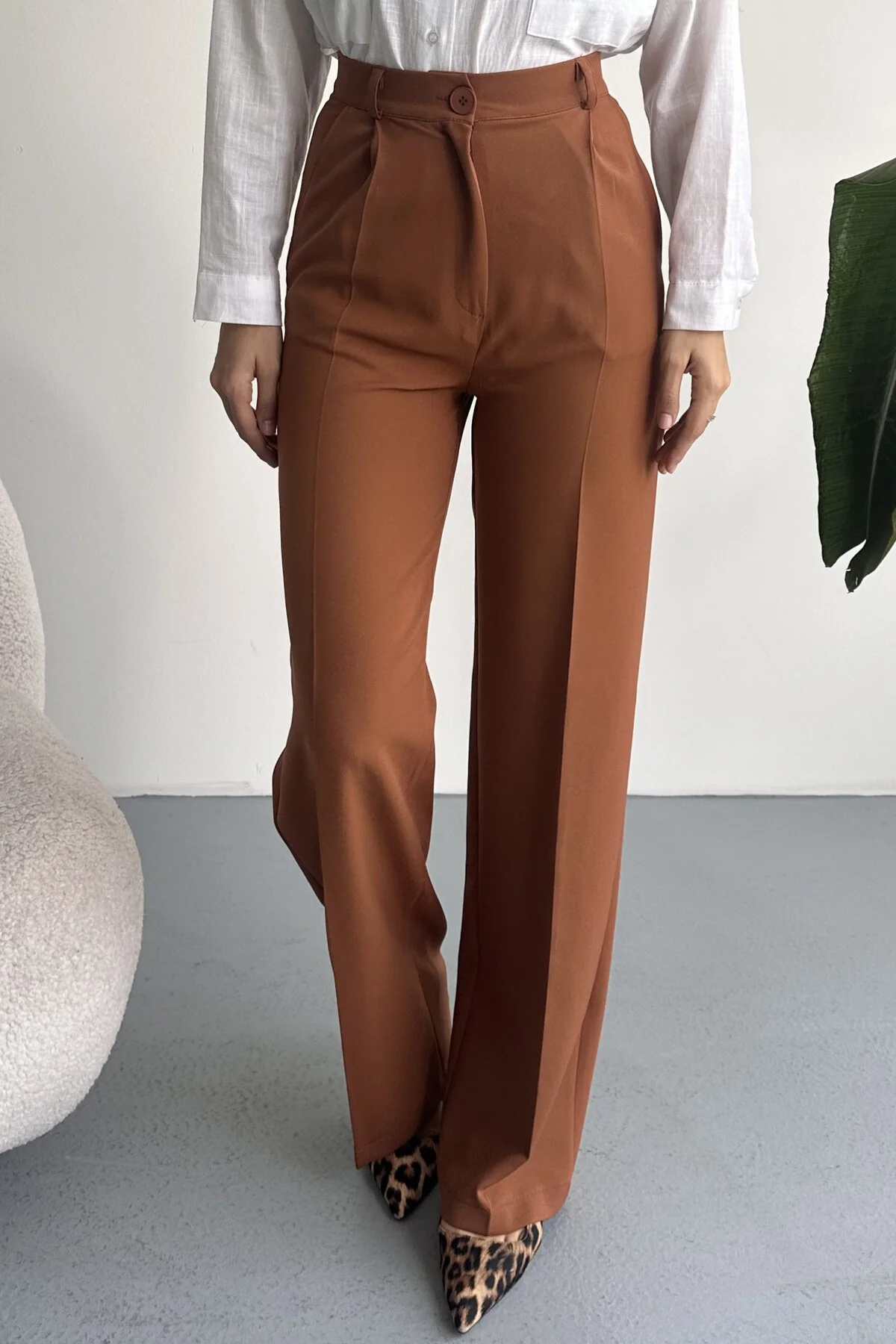 Kadın Palazzo Pantolon Oversize Orjinal Kesim - Yüksek Bel Geniş 