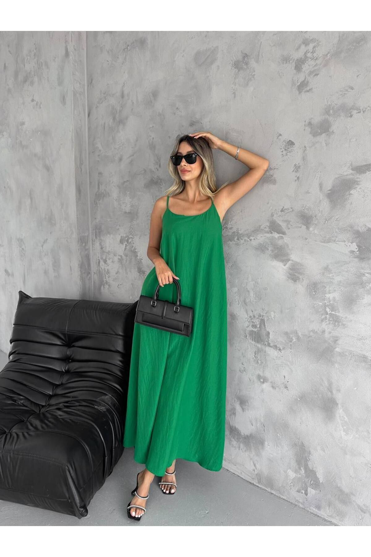 Fiolin Kadin Pamuk Ayar Askili Aerobin Salaş Elbise