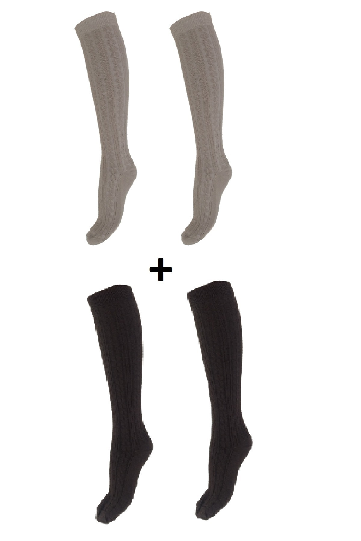 Step Çorap Kadın Pamuklu 2'Li Paket Kışlık Diz Altı Çorap