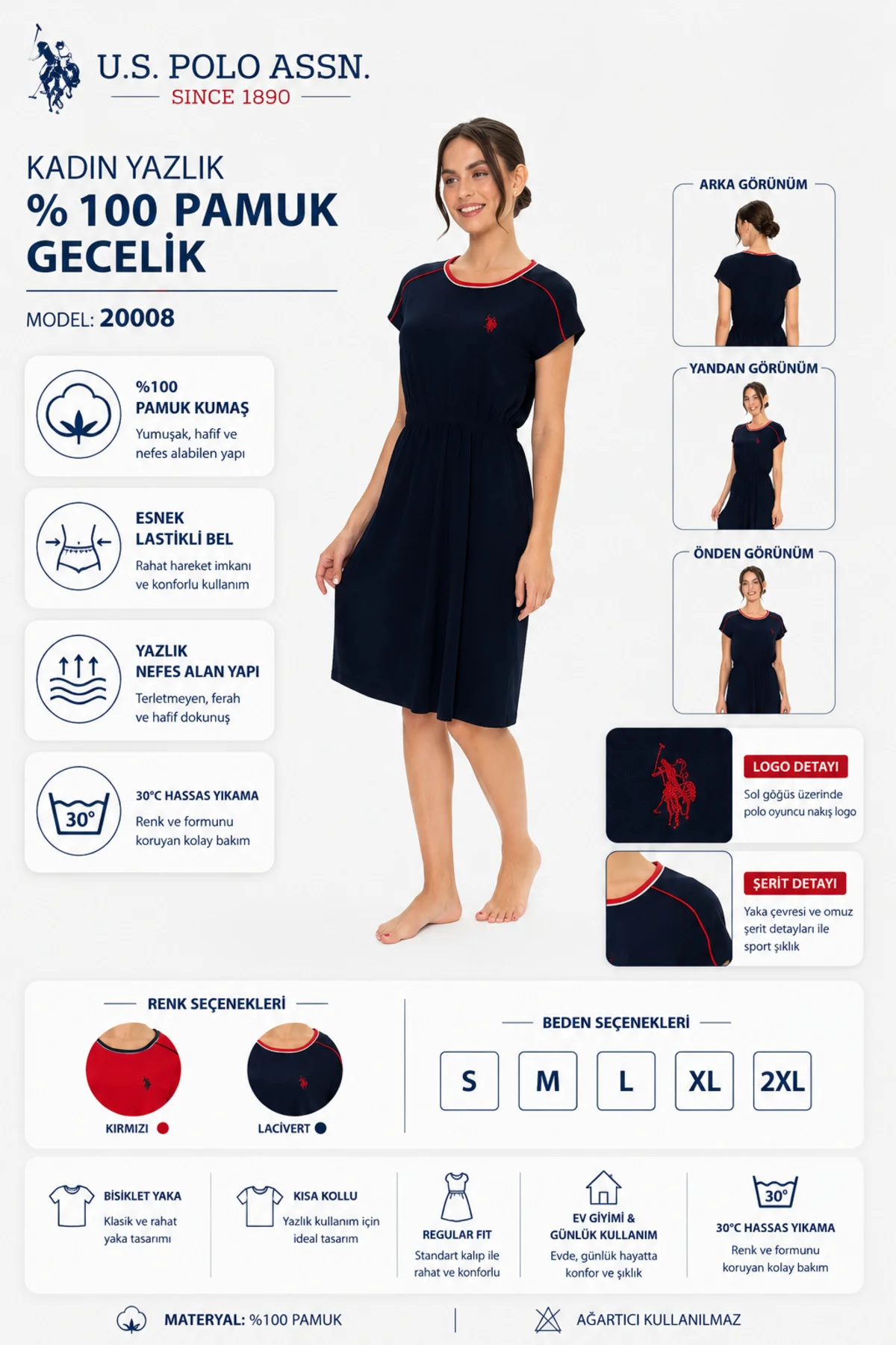 Kadın Pamuklu Gecelik Yazlık Ev Elbisesi Kısa Kollu Lastikli Bel Kadın Pamuklu Gecelik Yazlık Ev Elbisesi Kısa Kollu Lastikli Bel