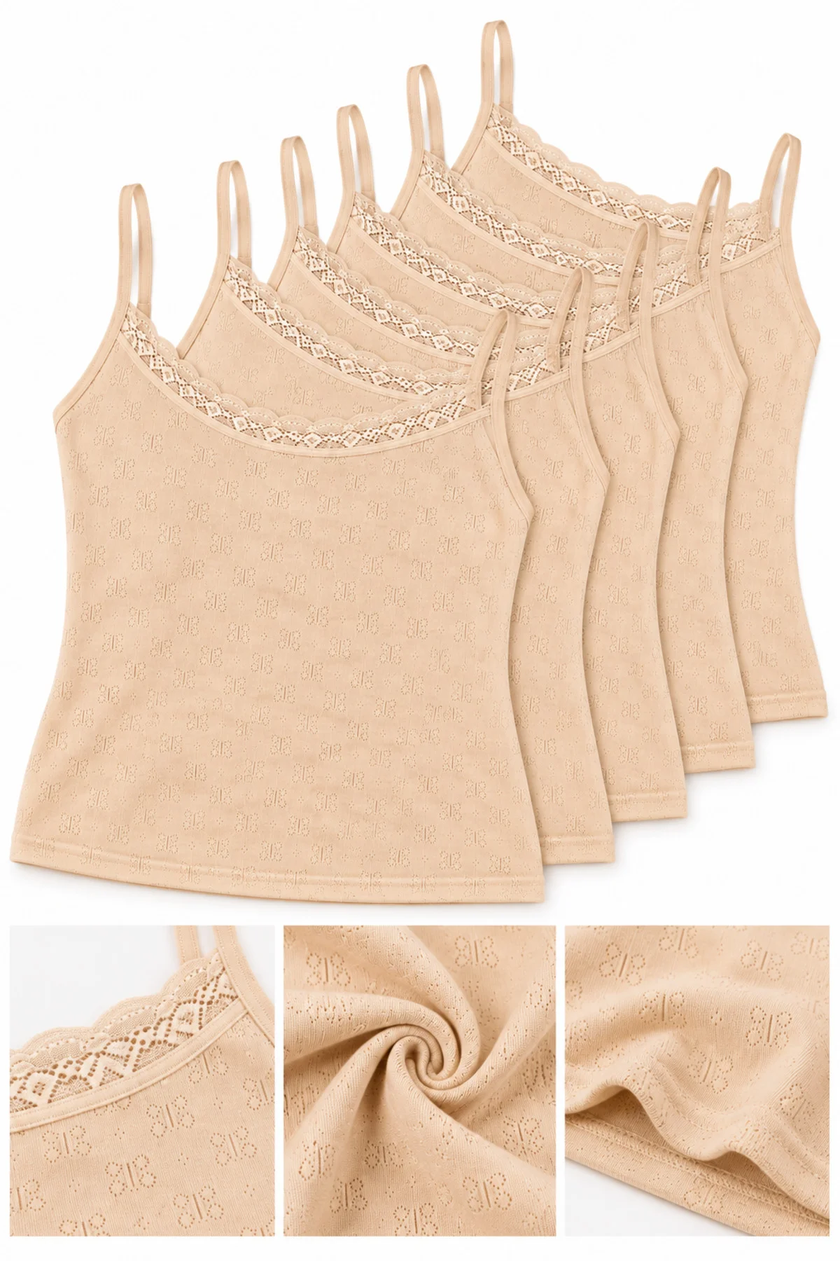 Kadın Pamuklu İp Askılı Dantelli Atlet 6’lı Paket %100 Pamuk Siyah Beyaz Ten M-L-XL-2XL Kadın Pamuklu İp Askılı Dantelli Atlet 6’lı Paket %100 Pamuk Siyah Beyaz Ten M-L-XL-2XL
