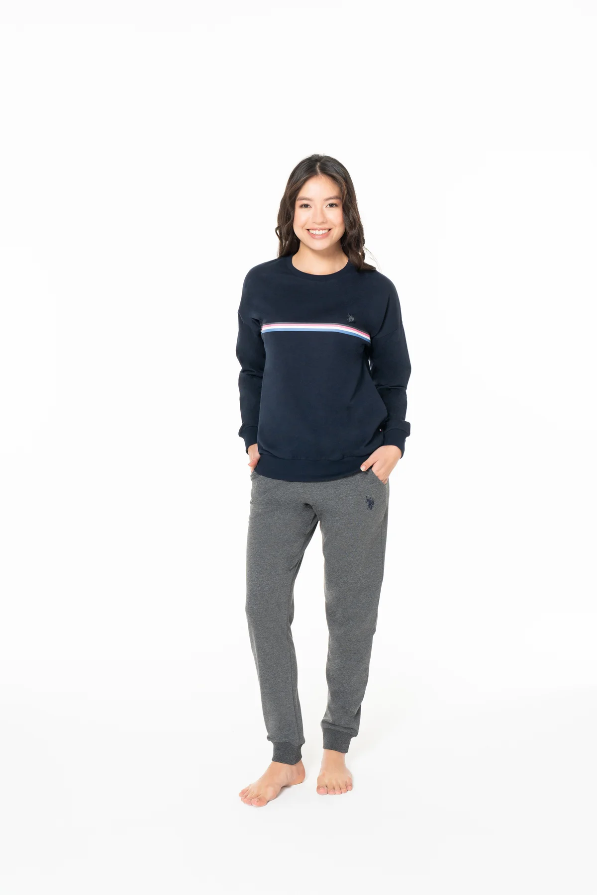 Kadın Pamuklu Lisanslı Pijama Takımı 20121-LACİVERT-XL