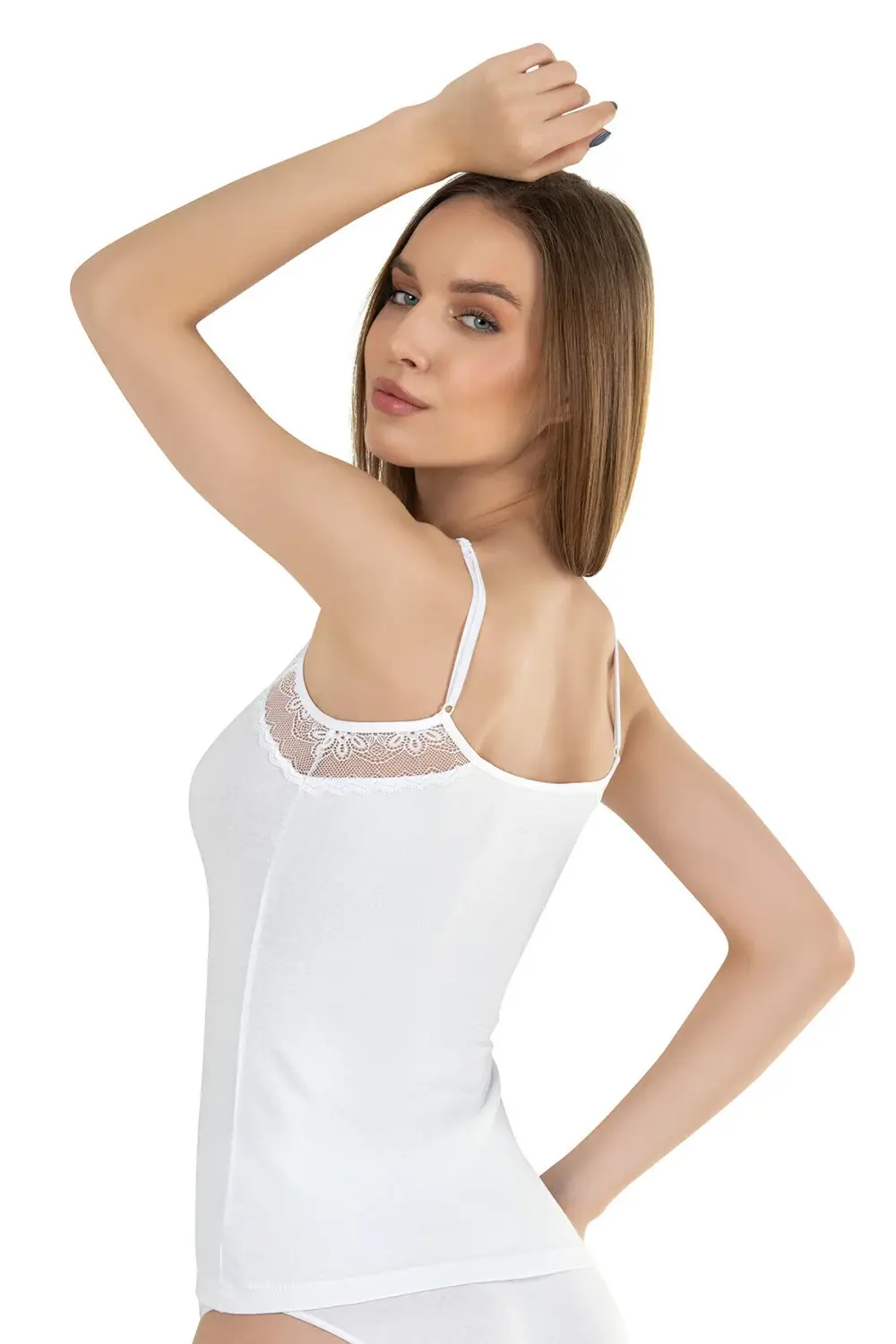 Kadın Pamuklu Modal Dantel Detaylı İnce Askılı Atlet