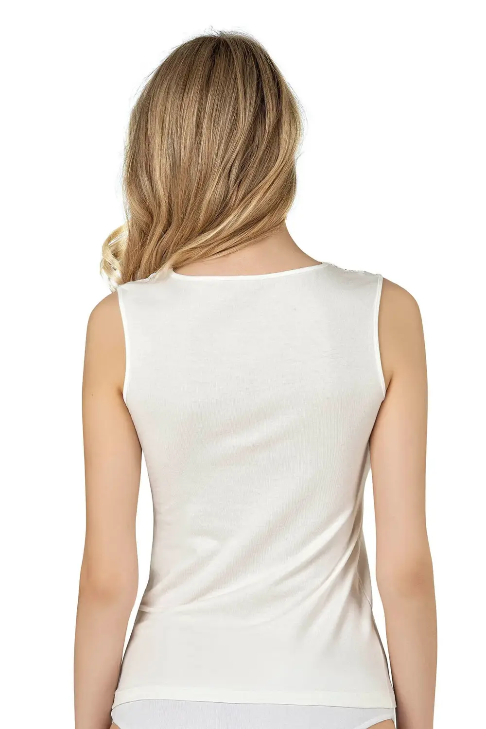 Kadın Pamuklu Modal Esnek Yumuşak Önü Dantel Detaylı V Yaka Kalın