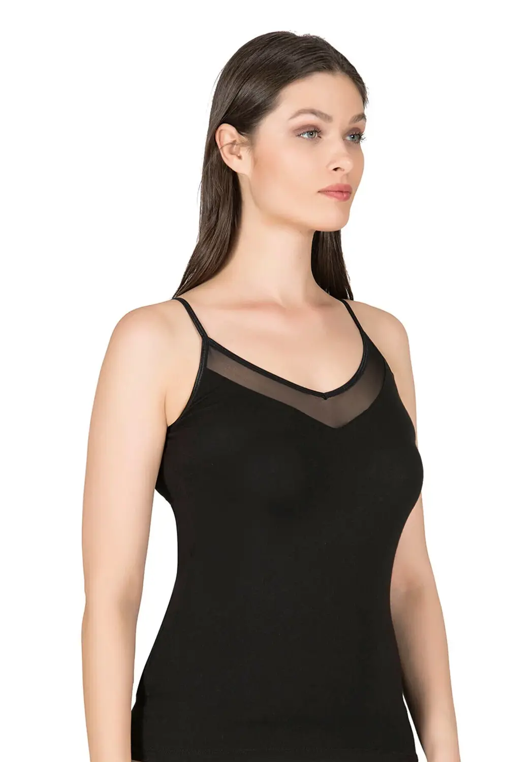 Kadın Pamuklu Modal Tül Detaylı İnce Askılı Atlet