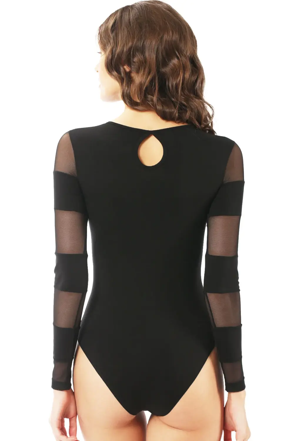 Kadın Pamuklu Önü Tül Detaylı Uzun Kollu Yuvarlak Yaka Kancalı Çı