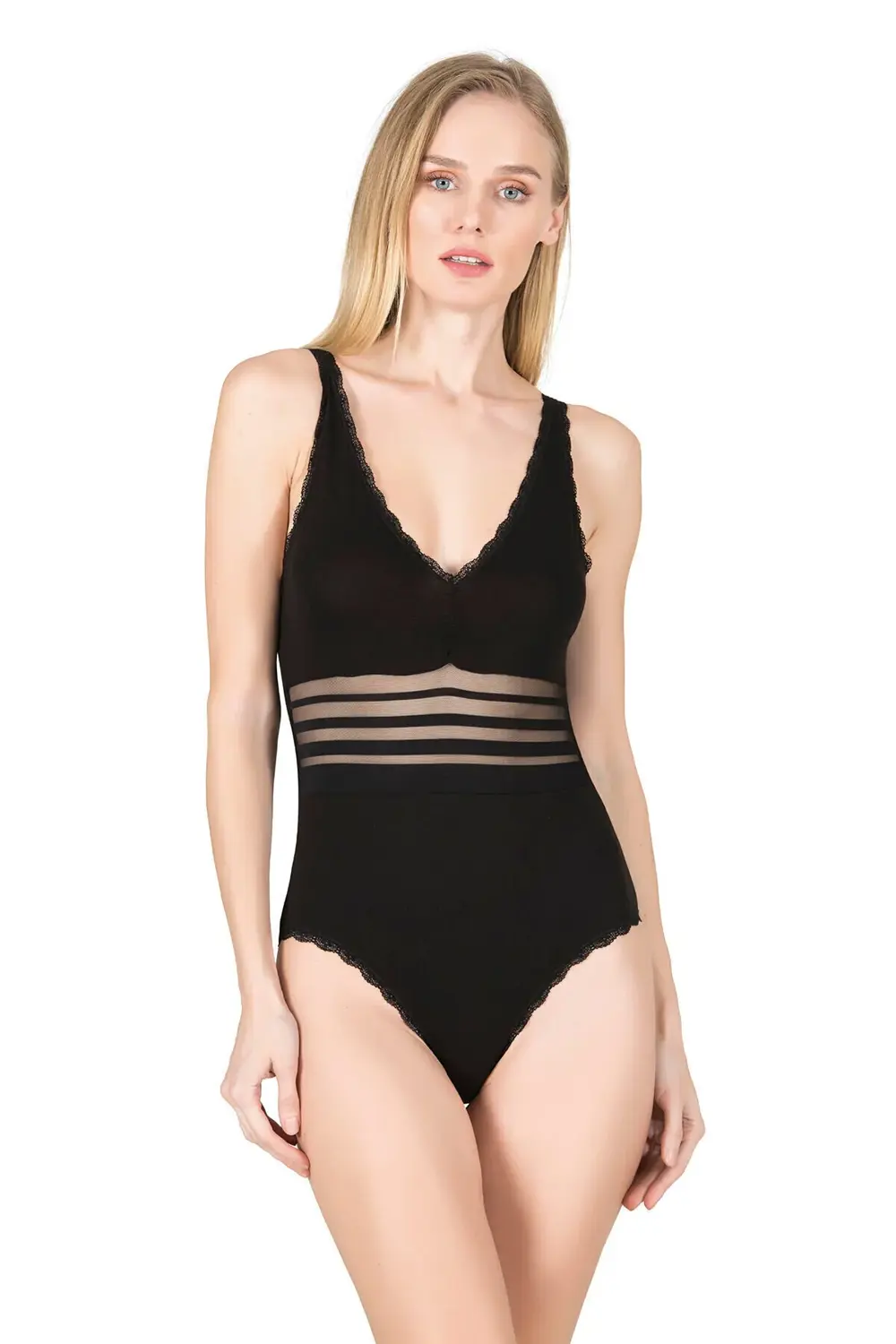 Kadın Pamuklu Süprem Tül Detaylı Önü Büzgülü Dantelli Çıtçıtlı Ka