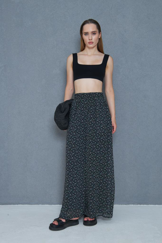 Pasaklı Giyim Kadın Siyah Pantolon, Şifon Astarlı Cepli Beli Lastikli Çiçek Des Pasaklı Giyim Kadın Siyah Pantolon, Şifon Astarlı Cepli Beli Lastikli Çiçek Des