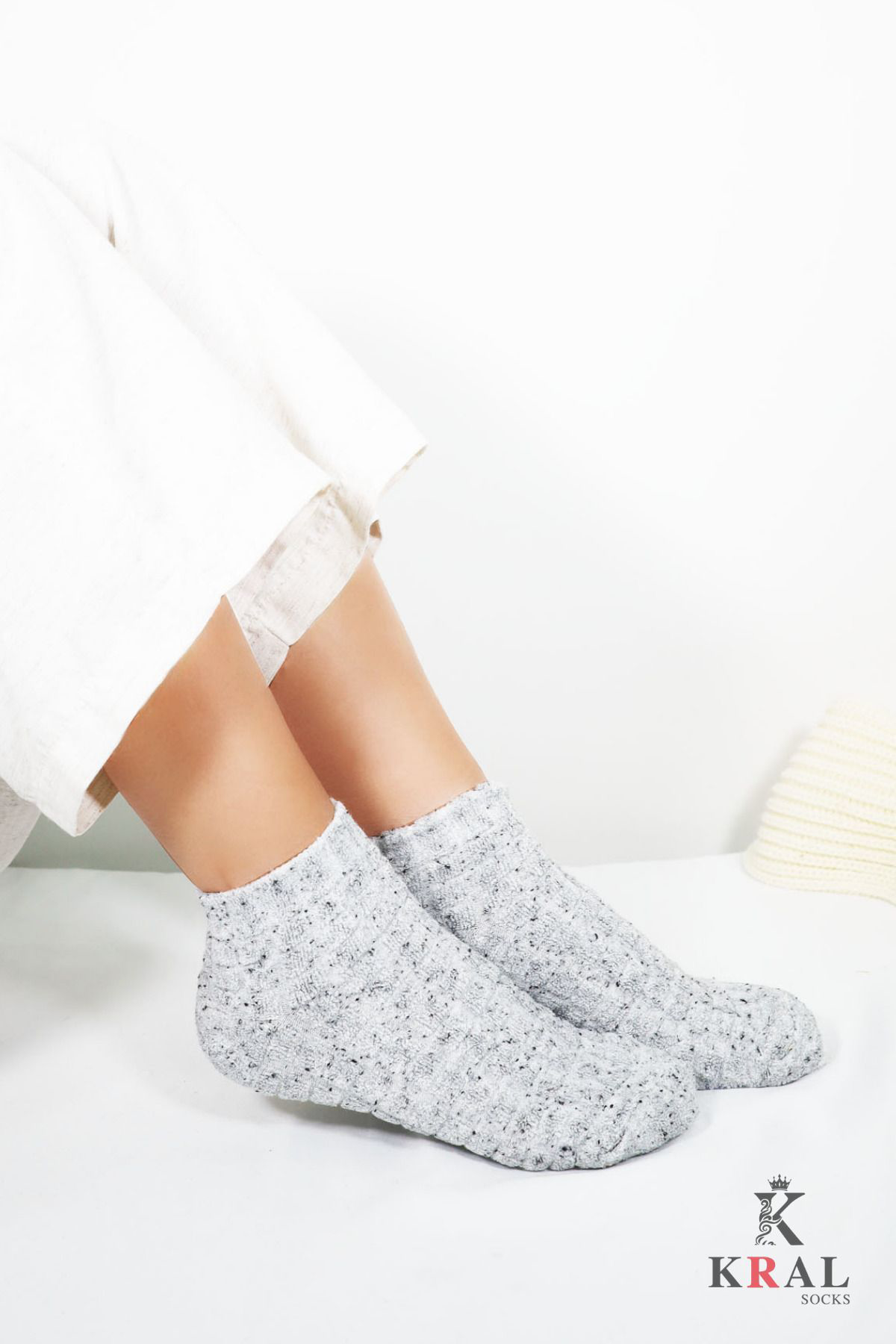 Kral Socks Kadın Patik Kabartma Kışlık Ters Havlu 6 Çift Karma Renk Kısa Çor