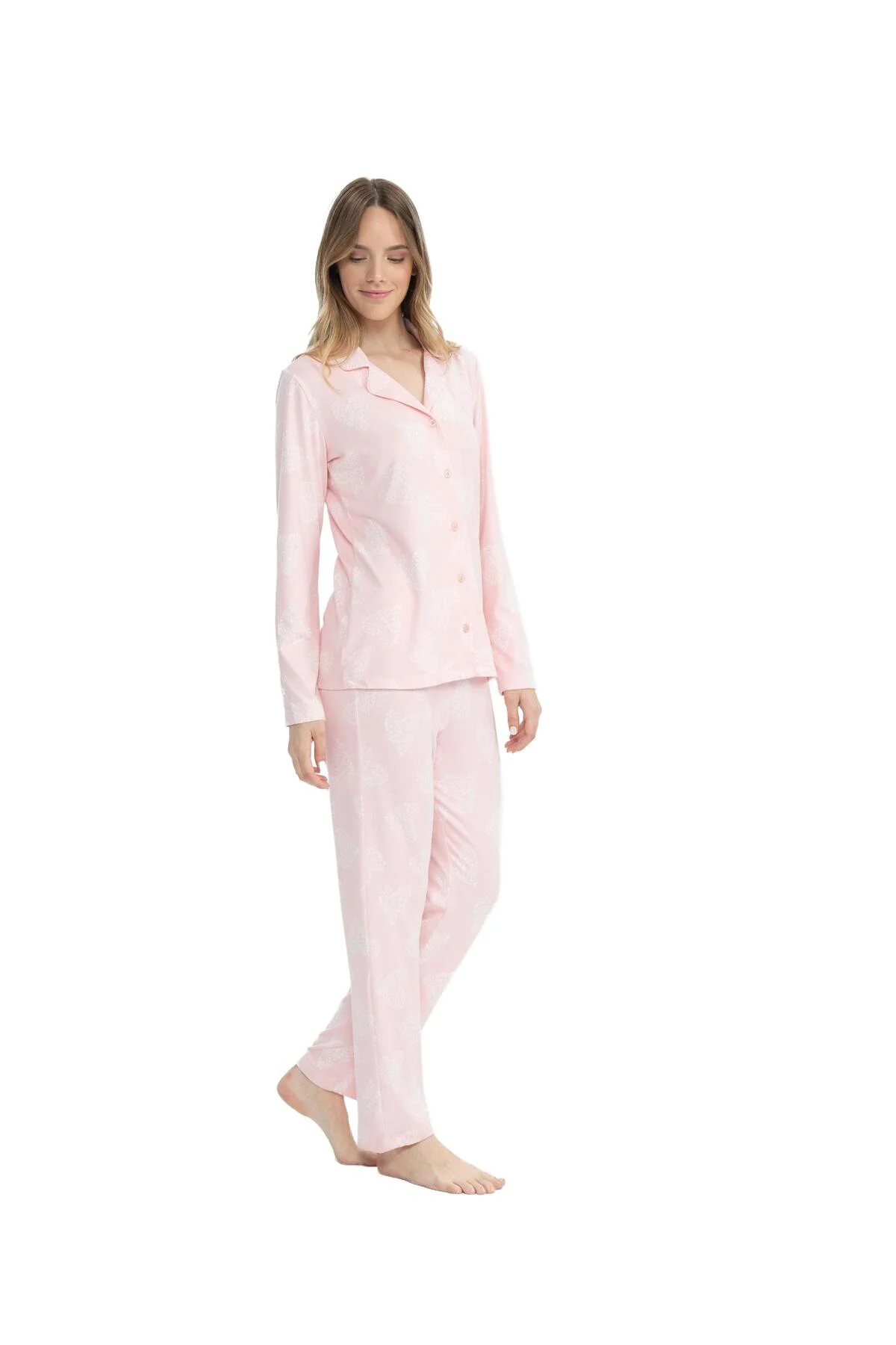Kadın Pembe Boydan Patlı Pijama Takımı