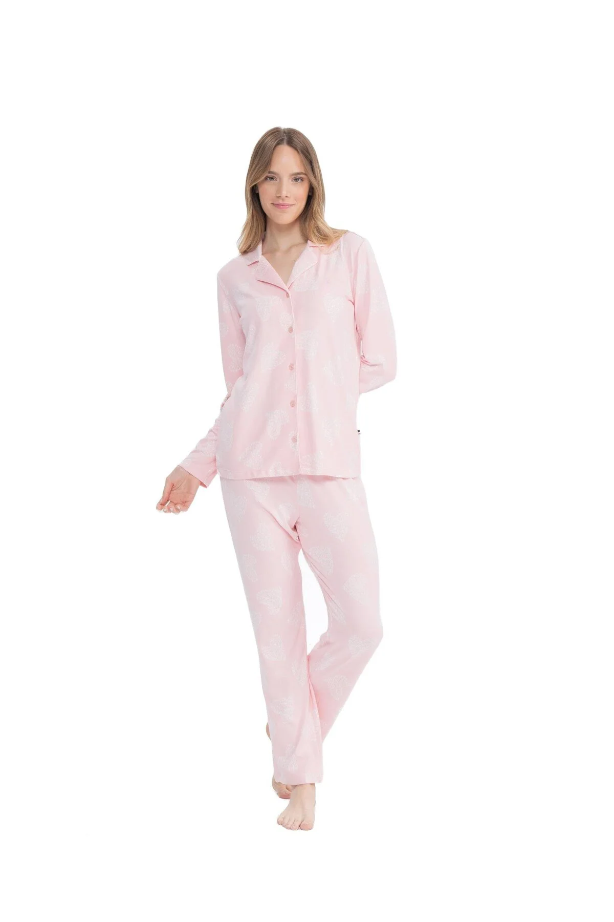 Kadın Pembe Boydan Patlı Pijama Takımı