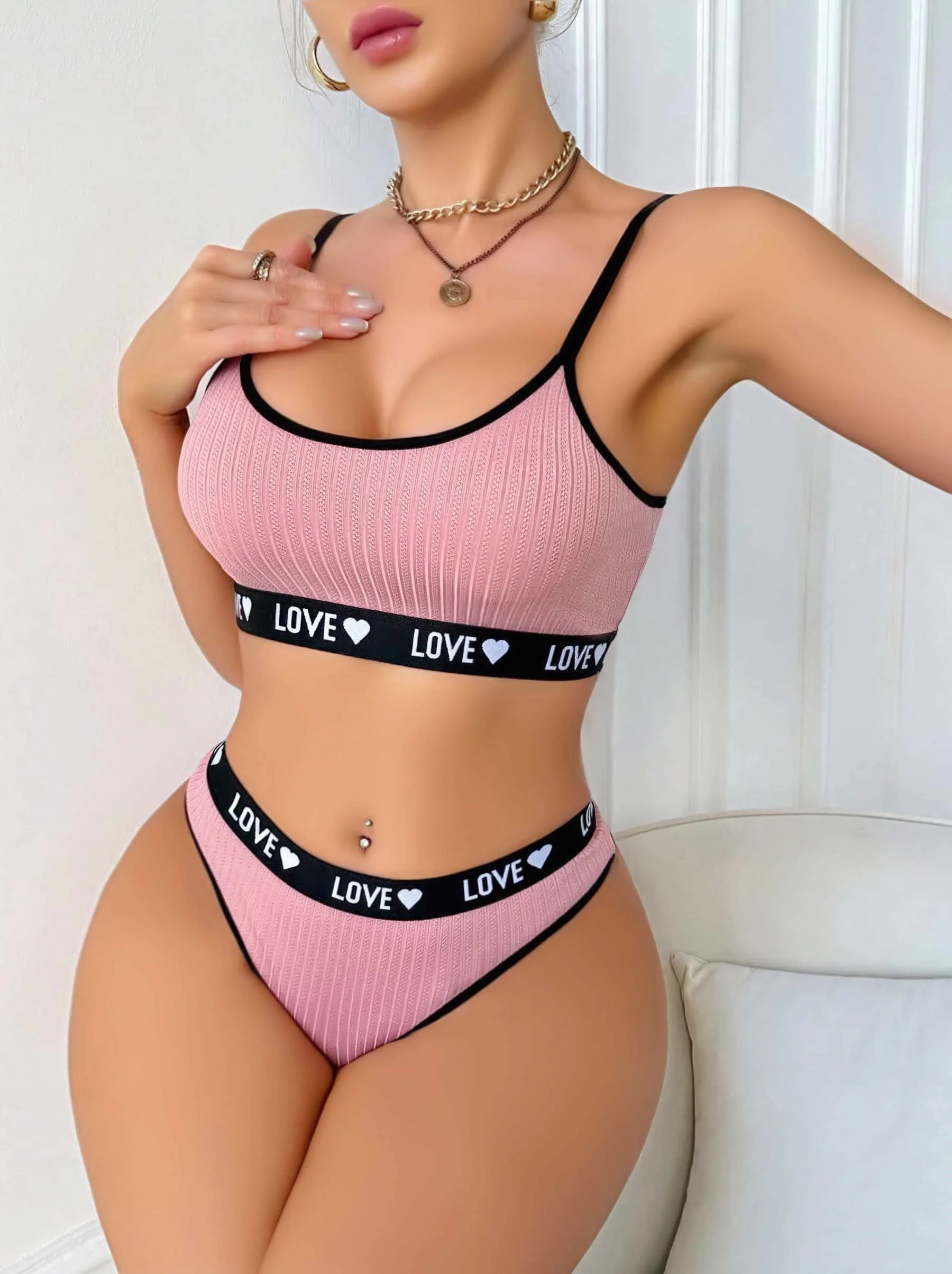 Kadın Pembe Love Yazılı Sütyen Kilot Takımı 5167 - Rahat & Şık İç Çamaşırı Seti Fiyatı, Yorumları ve Özellikleri
