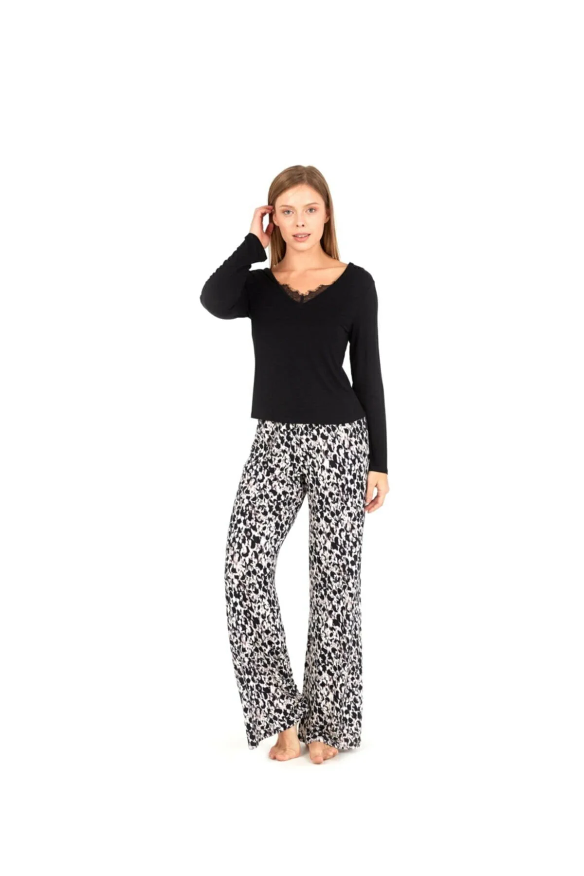 Kadın Pijama Takımı 60008 - Siyah