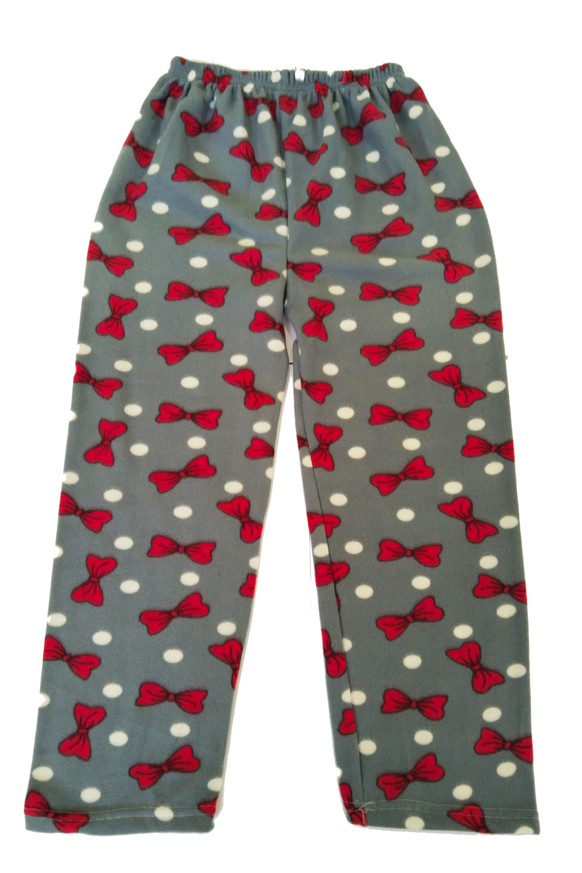 Kadın Polar Pijama Altı Termal Özellikli Papyon Desenli Gri Ev Gi