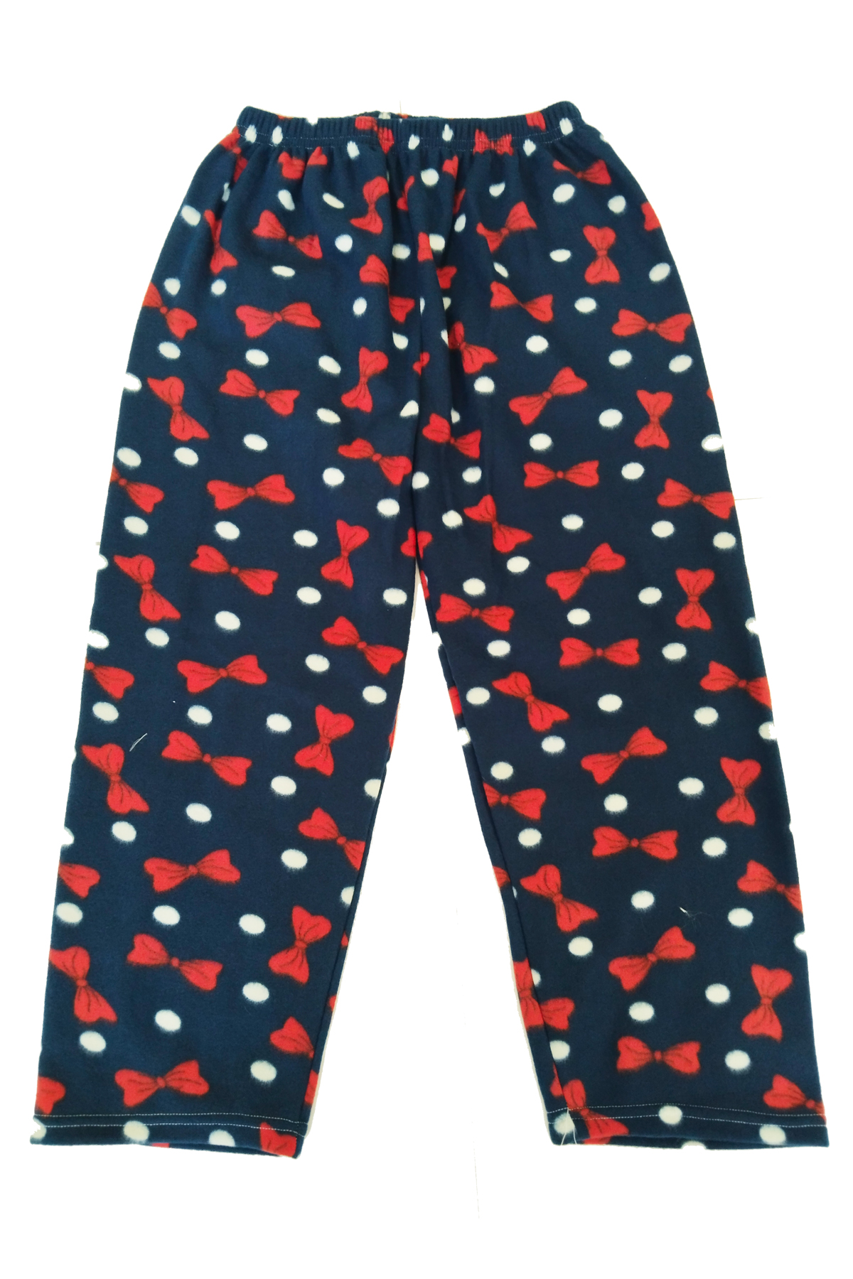 Kadın Polar Pijama Altı Termal Özellikli Papyon Desenli Lacivert 